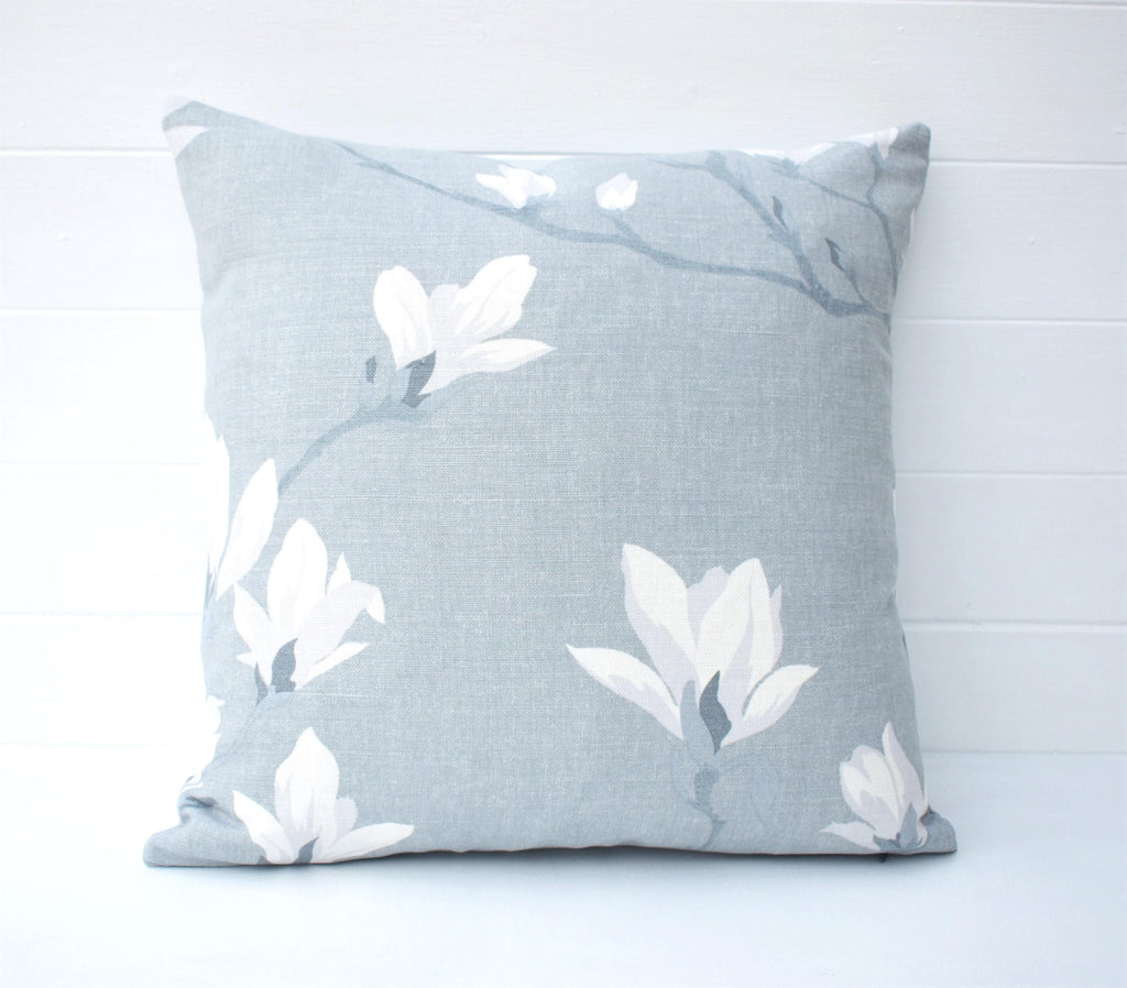 Laura Ashley Magnolia Grove Grey Cushion, Double sided, Handmade with a zip fastening