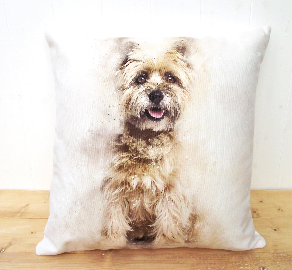 Cairn Terrier Cushion: Watercolor Dog Print Pillow, Cover Only Cover + Pad