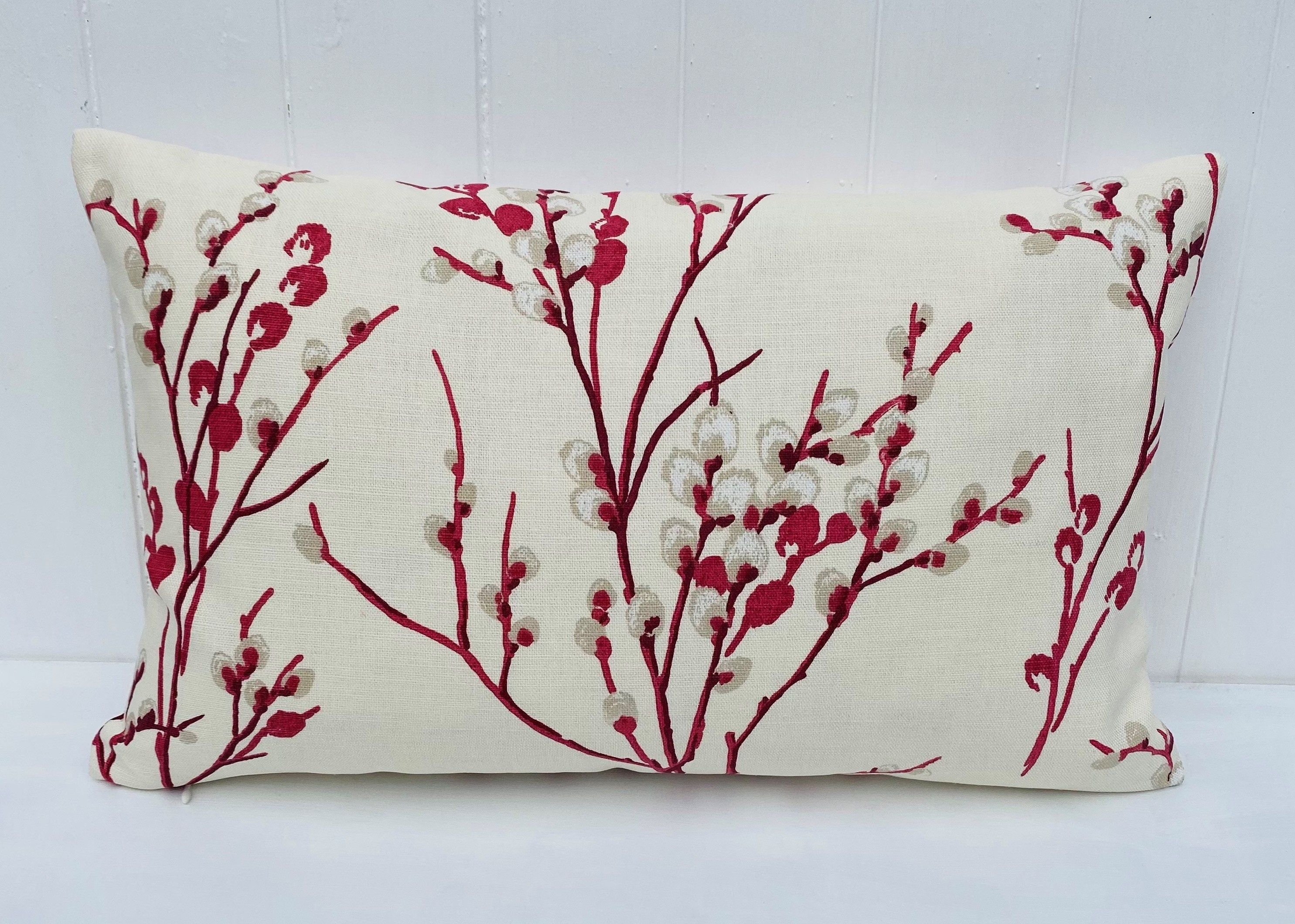 Laura Ashley Cranberry Pussy Willow Cushion, Same Fabric on both sides, Handmade with a Zip Fastening