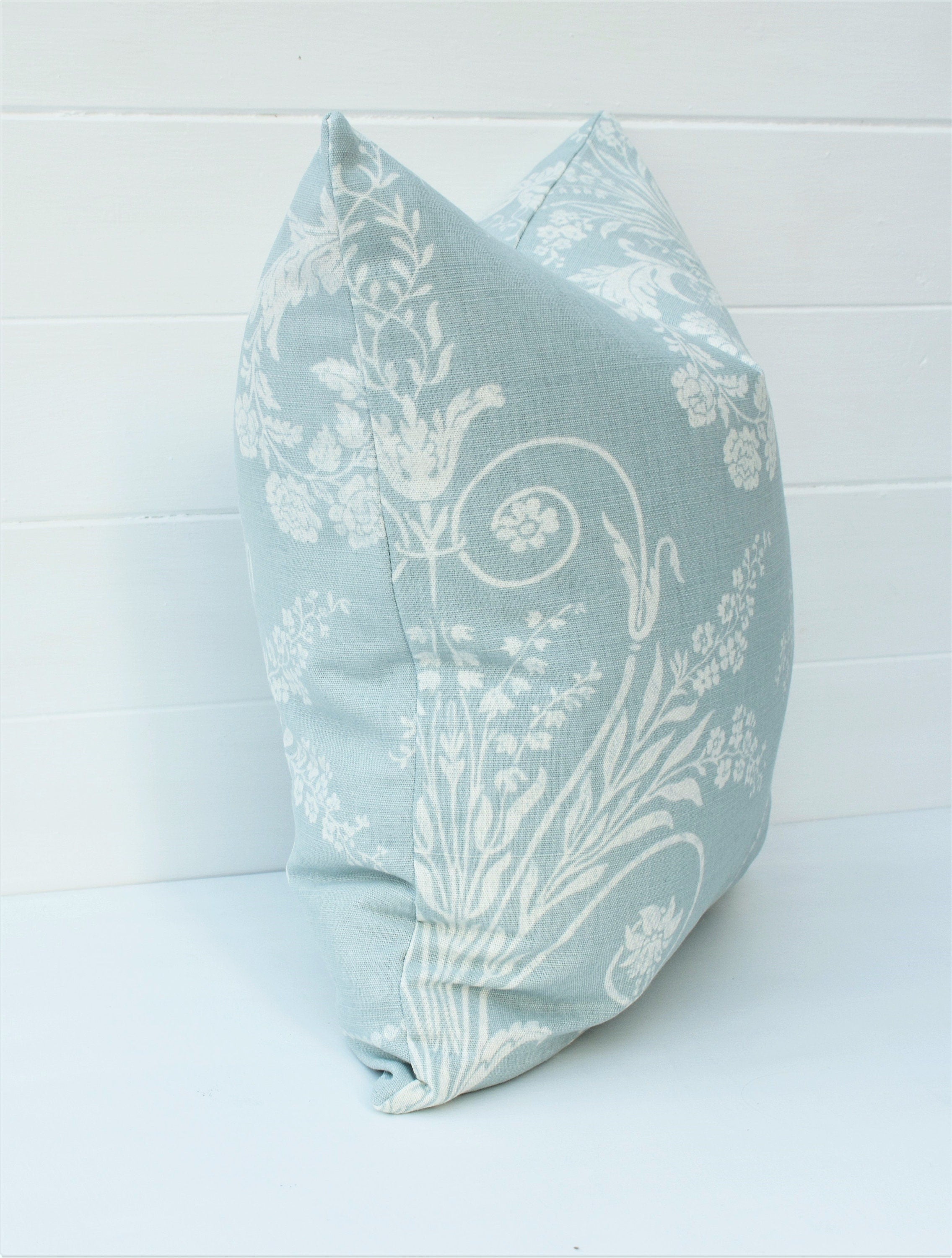 Laura Ashley Josette Duck Egg Cushion : Handmade Linen Blend with Zip Fastening 16"