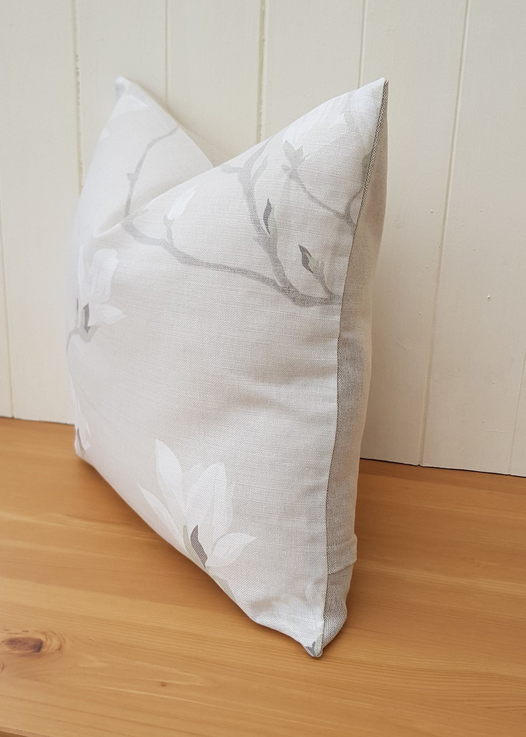 Handmade Laura Ashley Magnolia Grove Natural Cushion : Austen Natural on reverse with Zip Fastening 16"