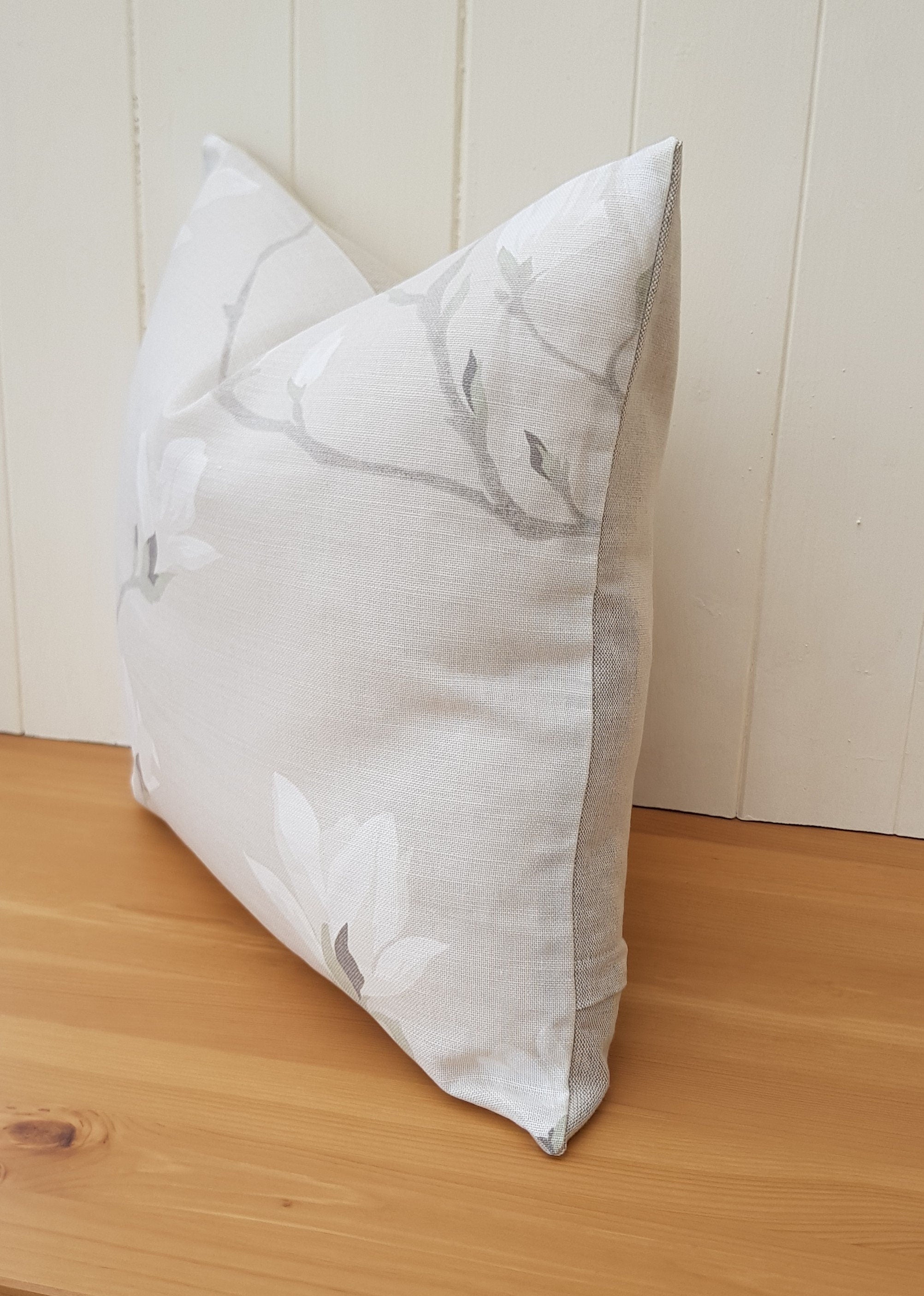 Handmade Laura Ashley Magnolia Grove Natural Cushion : Austen Natural on reverse with Zip Fastening 16"