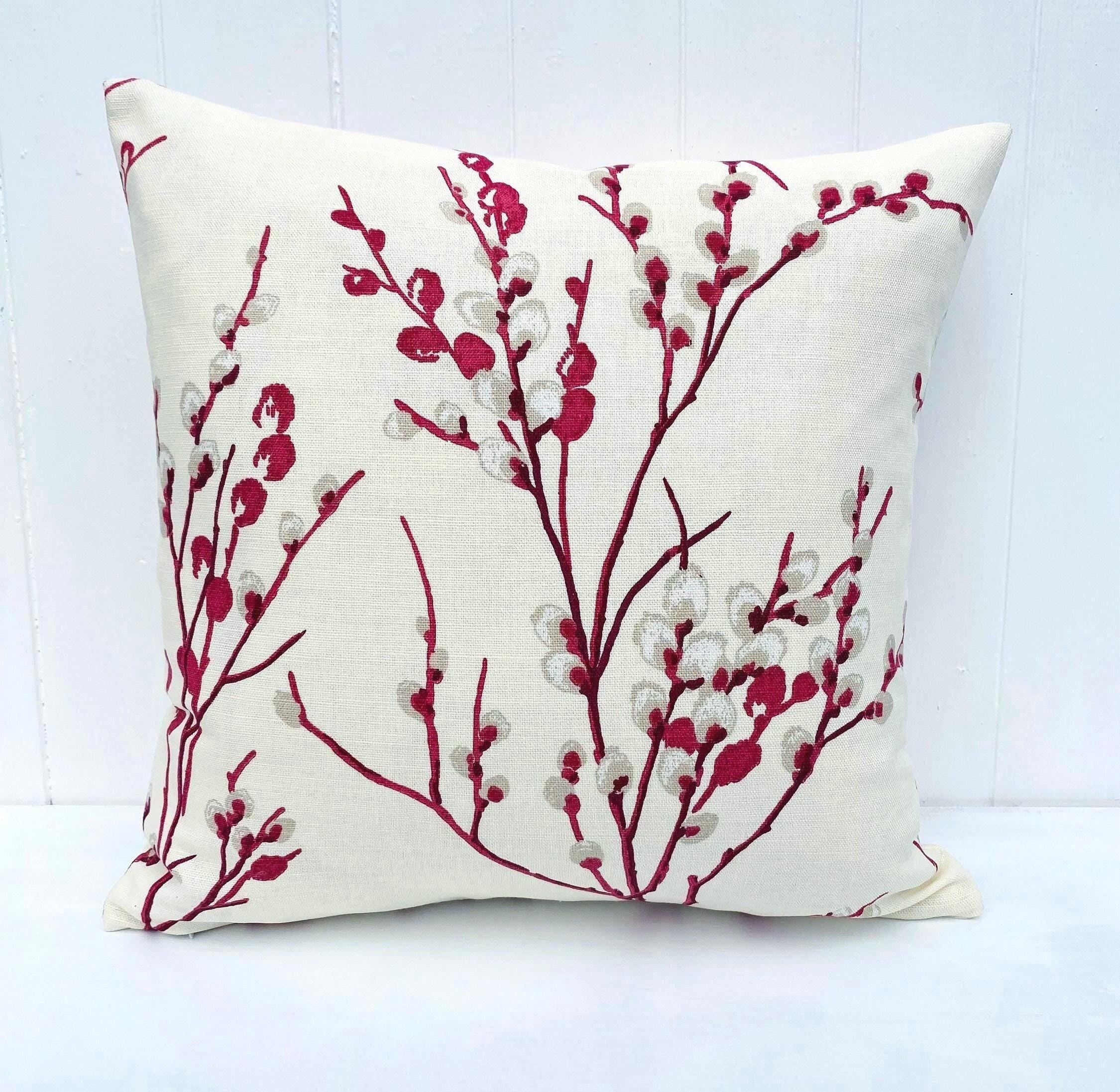 Laura Ashley Pussy Willow Red Cranberry Cushion, Handmade with a Zip Fastening