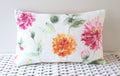Laura Ashley Orange and Pink Floral Cushion, backed with plain  Laura Ashley Off White, Handmade with a zip fastening 18" by 12"