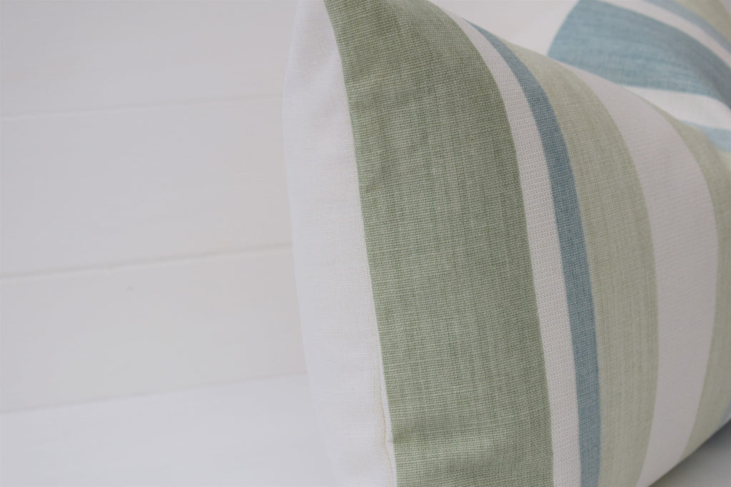 Laura Ashley Awning Stripe Duck Egg Cushion : Handmade with zip Fastening 16"