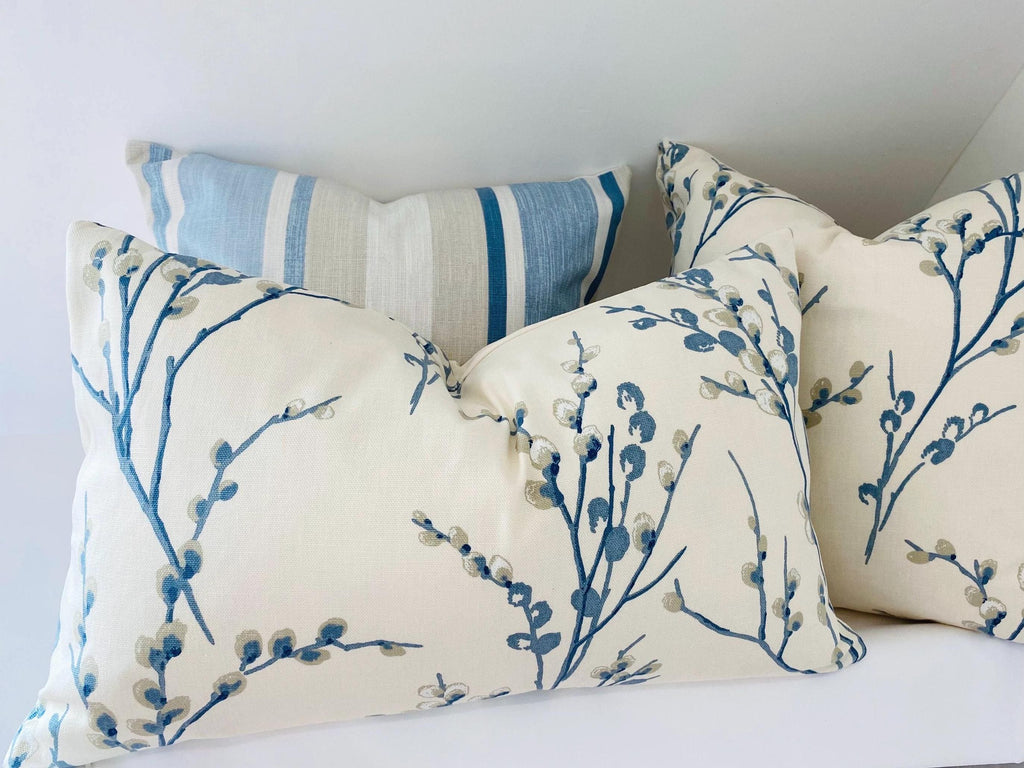 Laura Ashley Pussy Willow Blue Seaspray Cushion : Handmade with a Zip Fastening