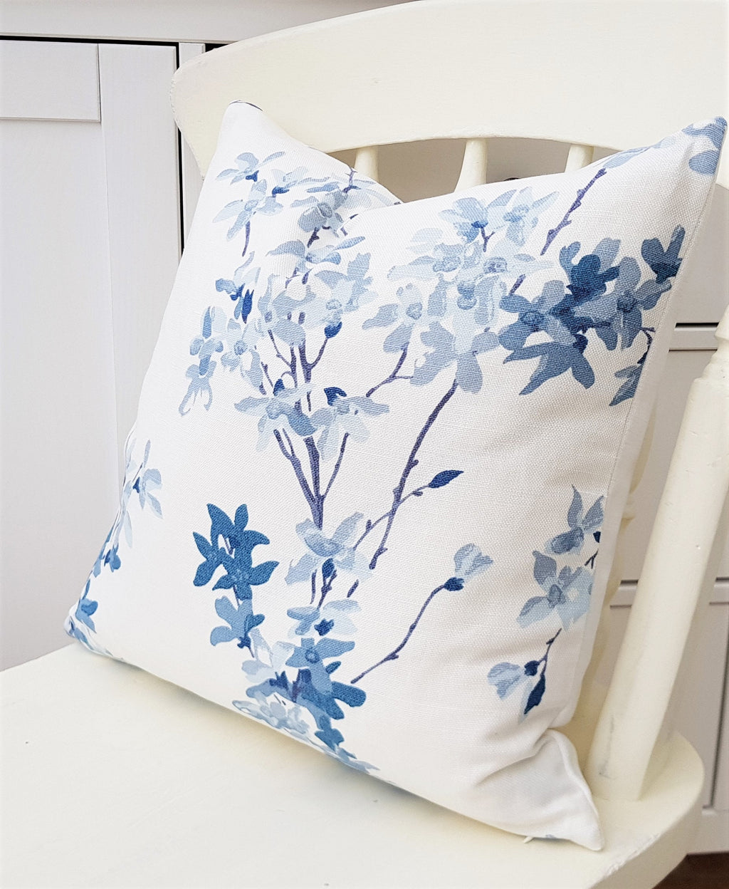 Laura Ashley Forsythia Seapray Blue Cushion, Handmade with a Zip Fastening