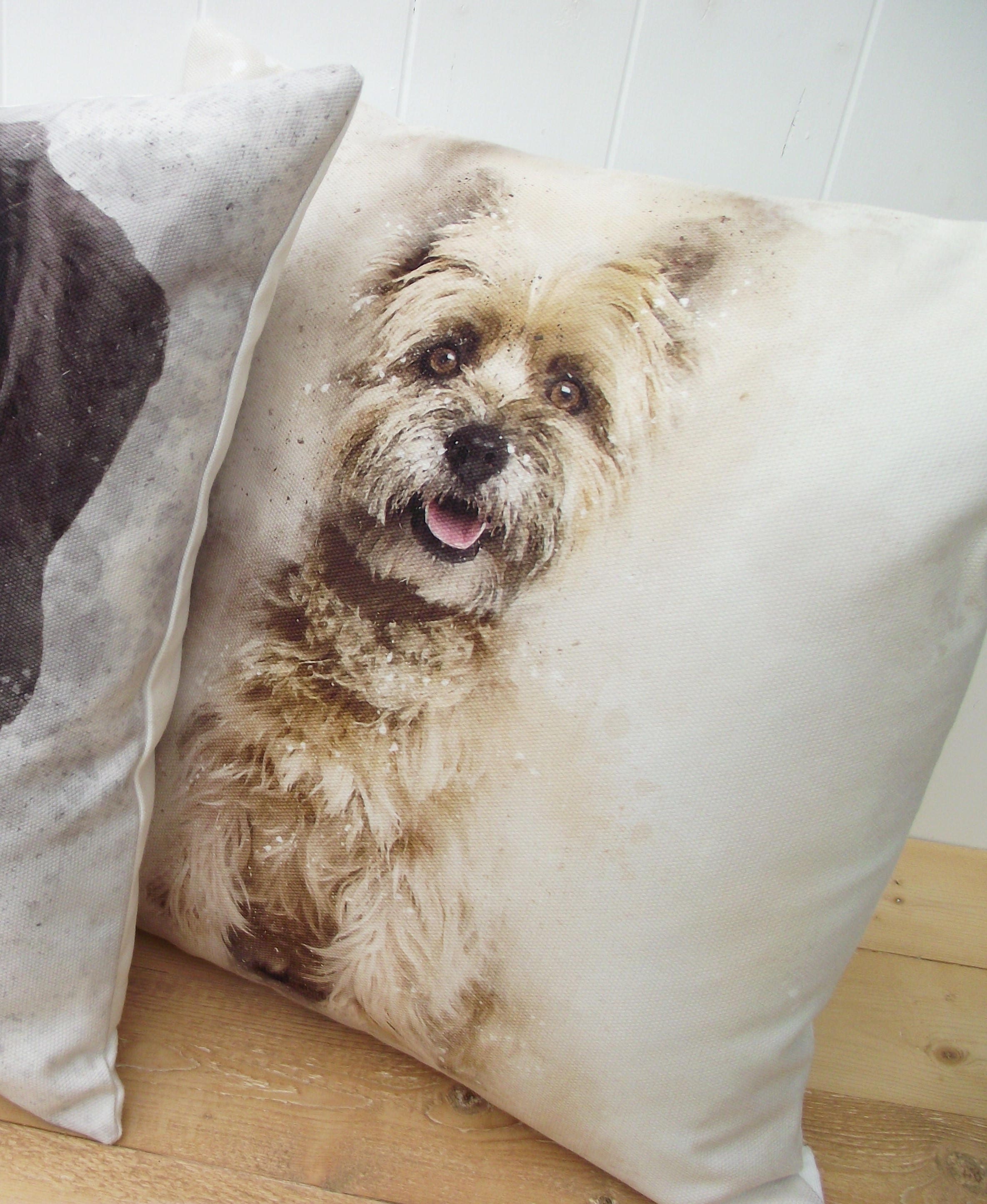 Cairn Terrier Cushion: Watercolor Dog Print Pillow, Cover Only Cover + Pad