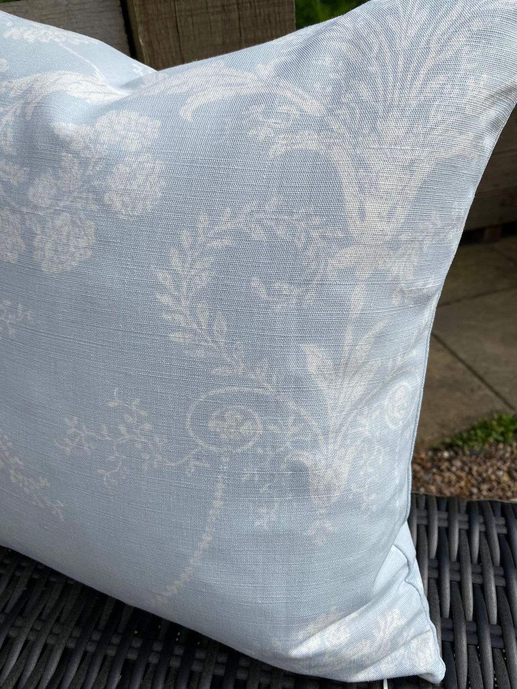 Laura Ashley Josette Cushion : Pale Blue Seaspray Floral Pillow, Handmade with Zip Closure