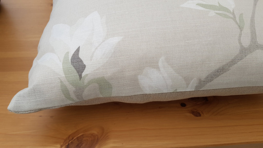 Handmade Laura Ashley Magnolia Grove Natural Cushion : Austen Natural on reverse with Zip Fastening 16"