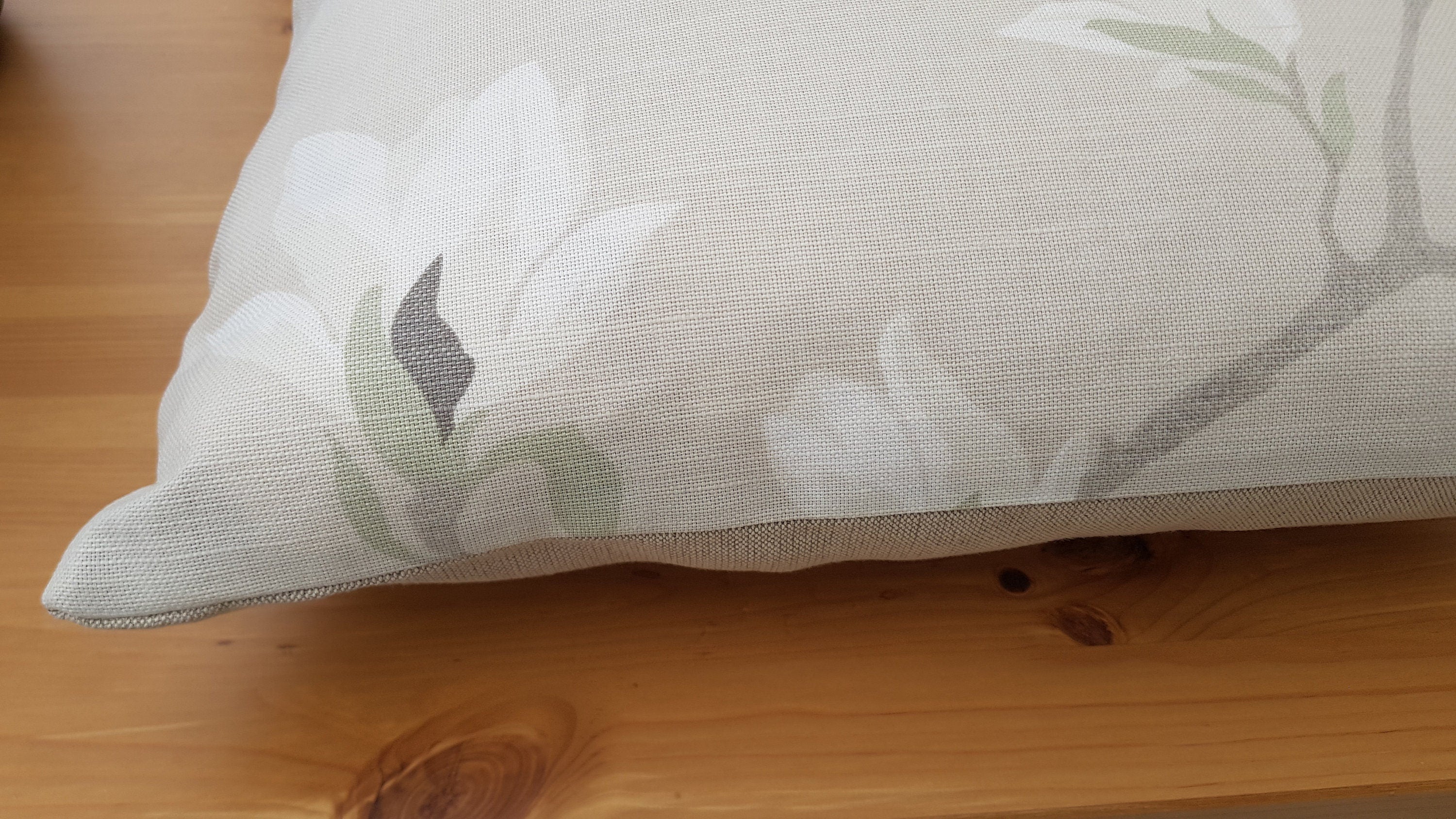 Handmade Laura Ashley Magnolia Grove Natural Cushion : Austen Natural on reverse with Zip Fastening 16"