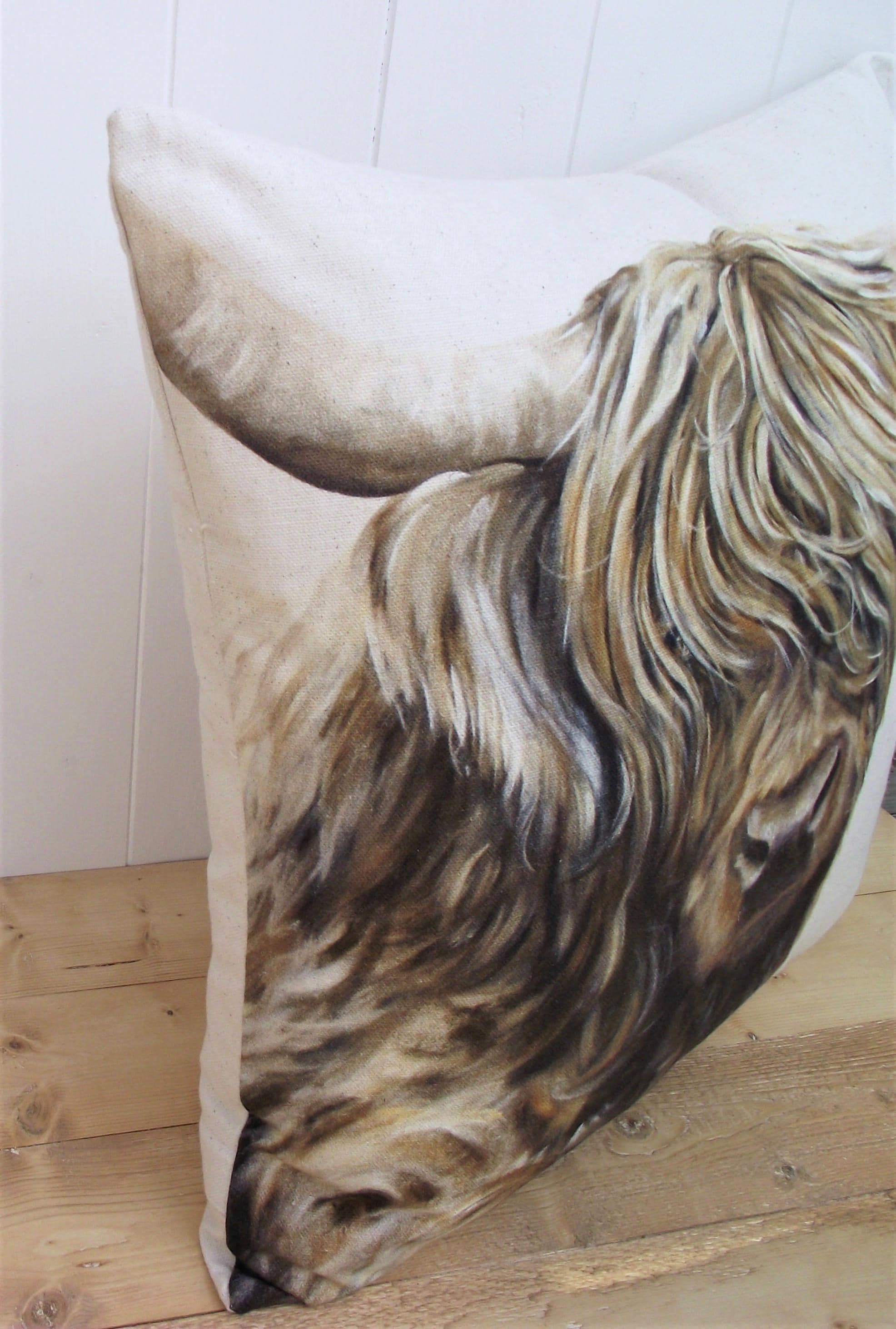 Highland Cow Art Print Cushion: Organic Cotton Wendy Darker Artwork, Choice of Cover Only or Cover + Pad