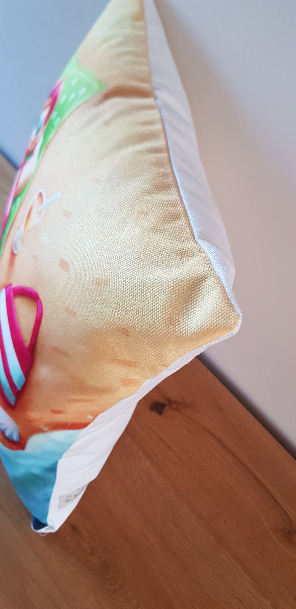 Beach Seaside Cushion, Holiday Theme Pillow, Art Print Cushion with zip fastening.