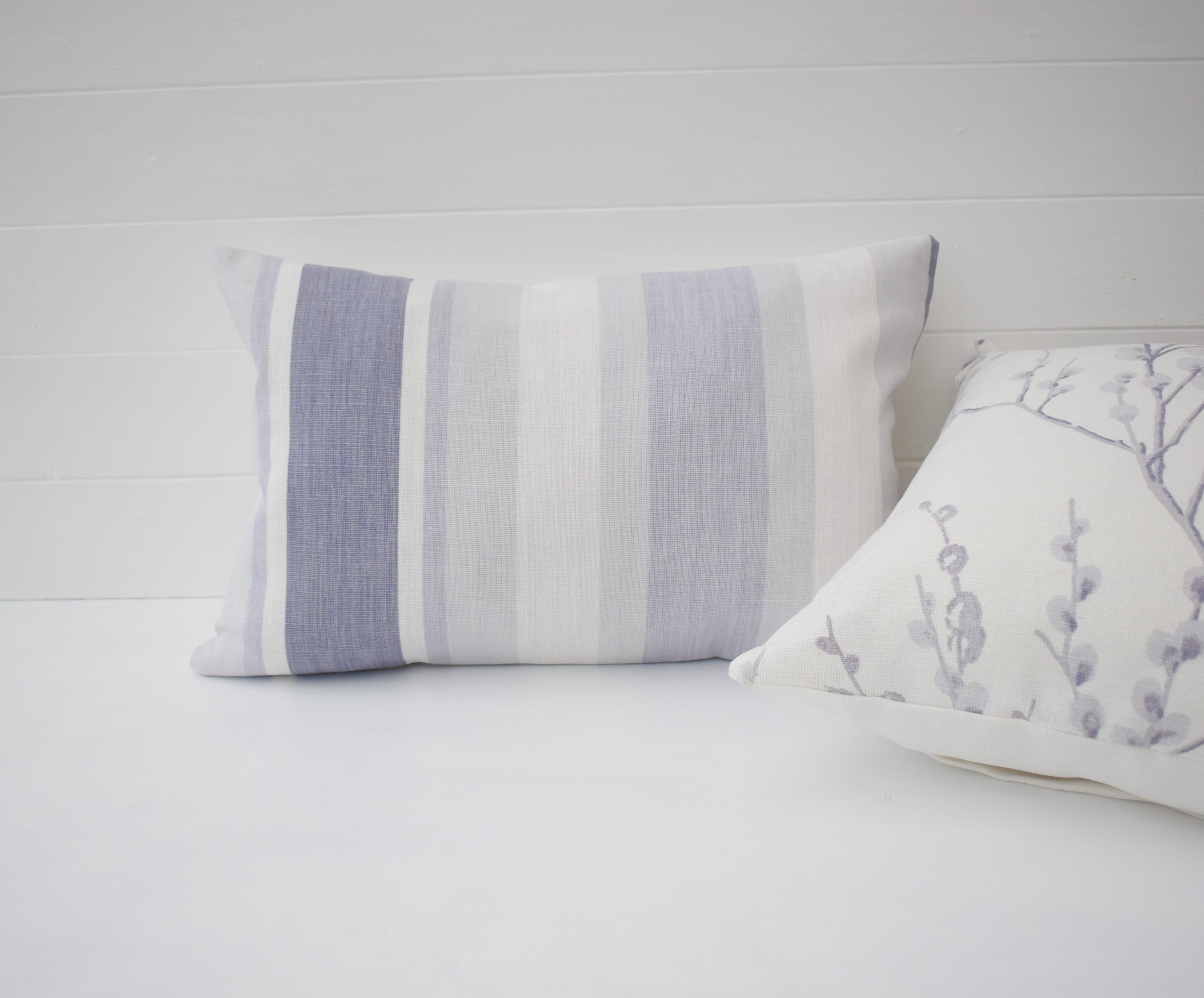 Handmade Laura Ashley Purple Stripe Cushion: Pale Iris Pillow with Zip Closure