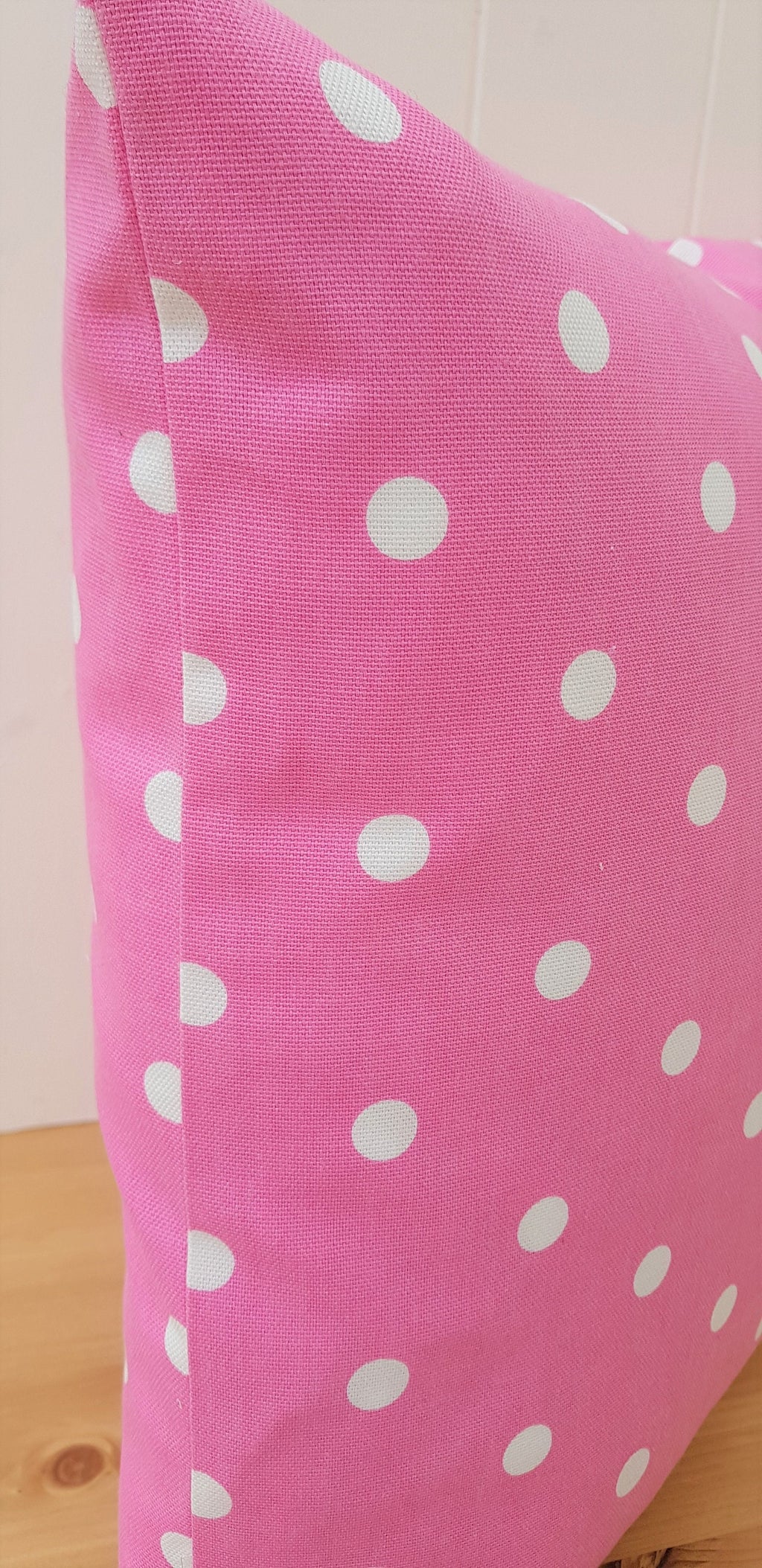 Handmade Pink Polka Dot Cushion, 16 inch