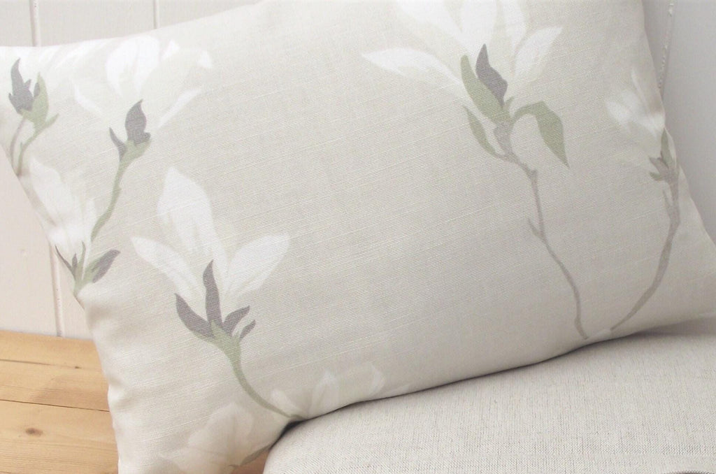 Handmade Laura Ashley Magnolia Grove Natural Cushion : Austen Natural on reverse with Zip Fastening 16"