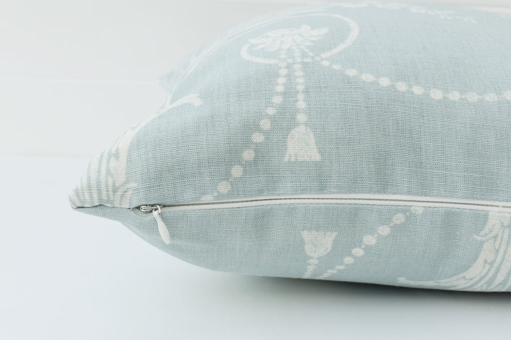 Laura Ashley Josette Duck Egg Cushion : Handmade Linen Blend with Zip Fastening 16"