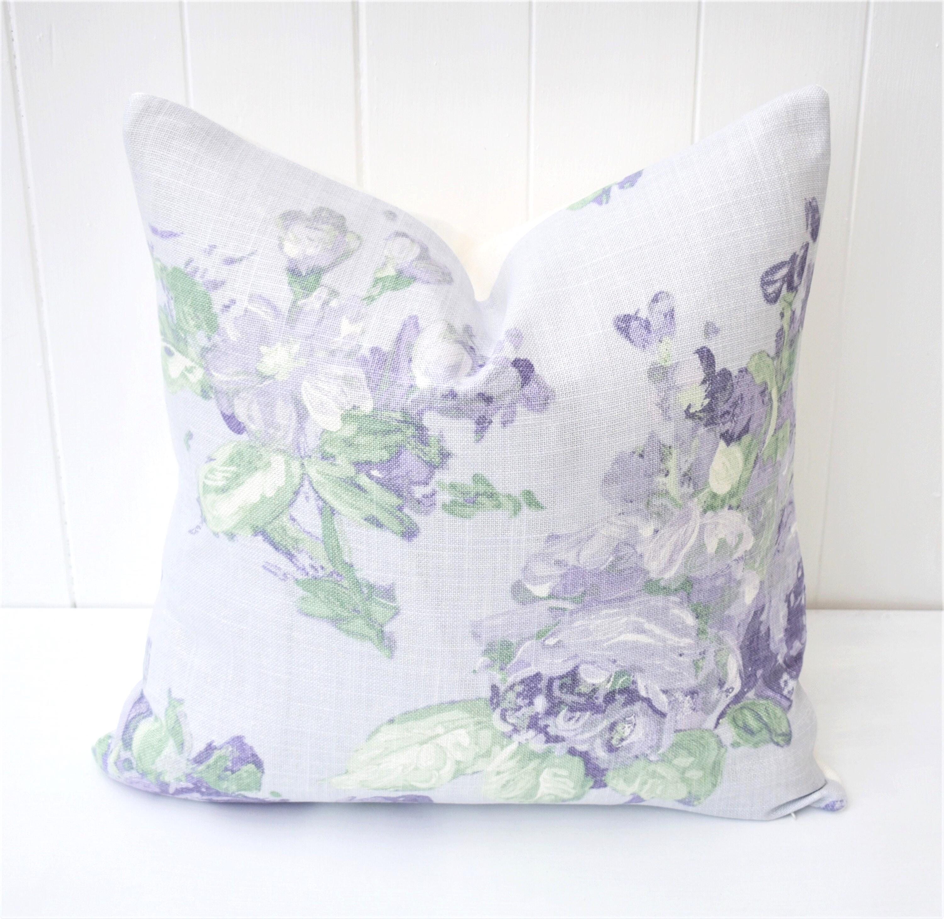 Laura Ashley Violetta Floral Cushion : Handmade Purple Pillow with Zip Closure