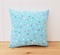 Handmade Turquoise Polka Dot Cushion : 16" Cotton Pillow
