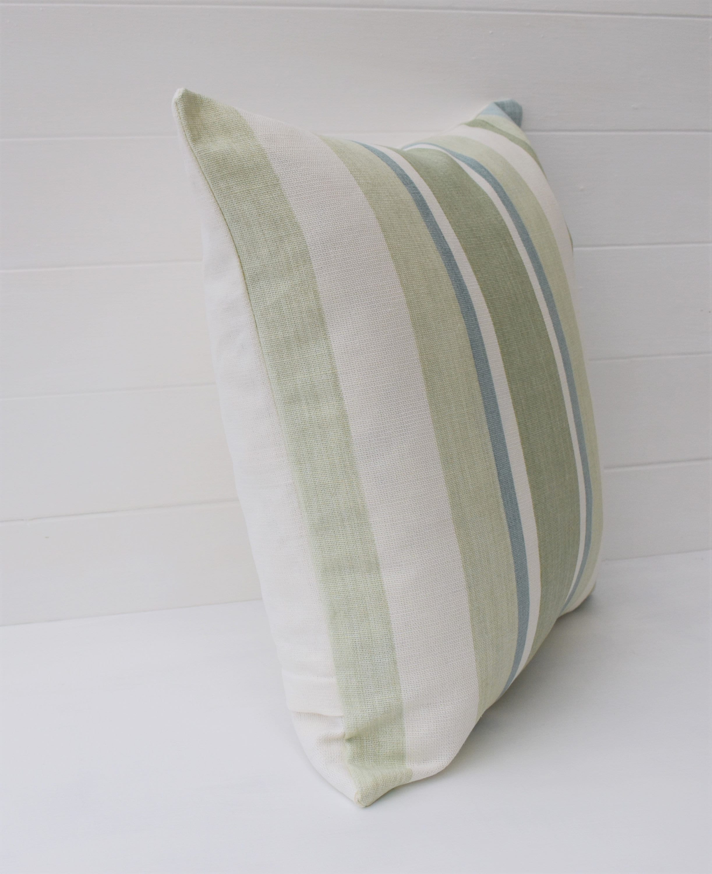 Laura Ashley Awning Stripe Duck Egg Cushion : Handmade with zip Fastening 16"