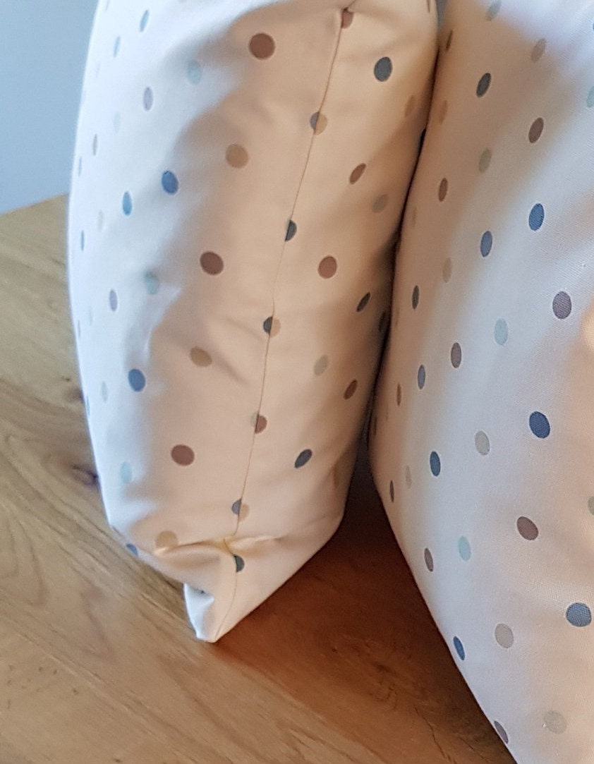 Handmade Polka Dot Cushion: Duck Egg Blue Decorative Pillow