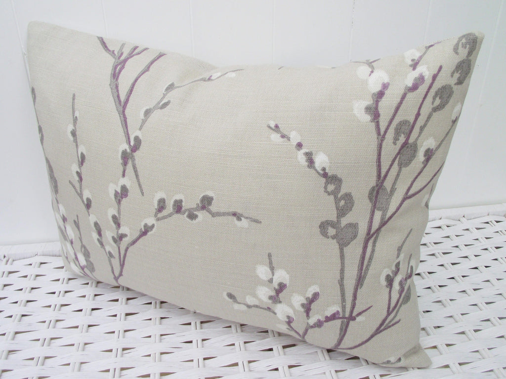 Laura Ashle Pussy Willow Natural Cushion, Rectangle Cushion with Laura Ashley Austen Natural with Zip Fastening