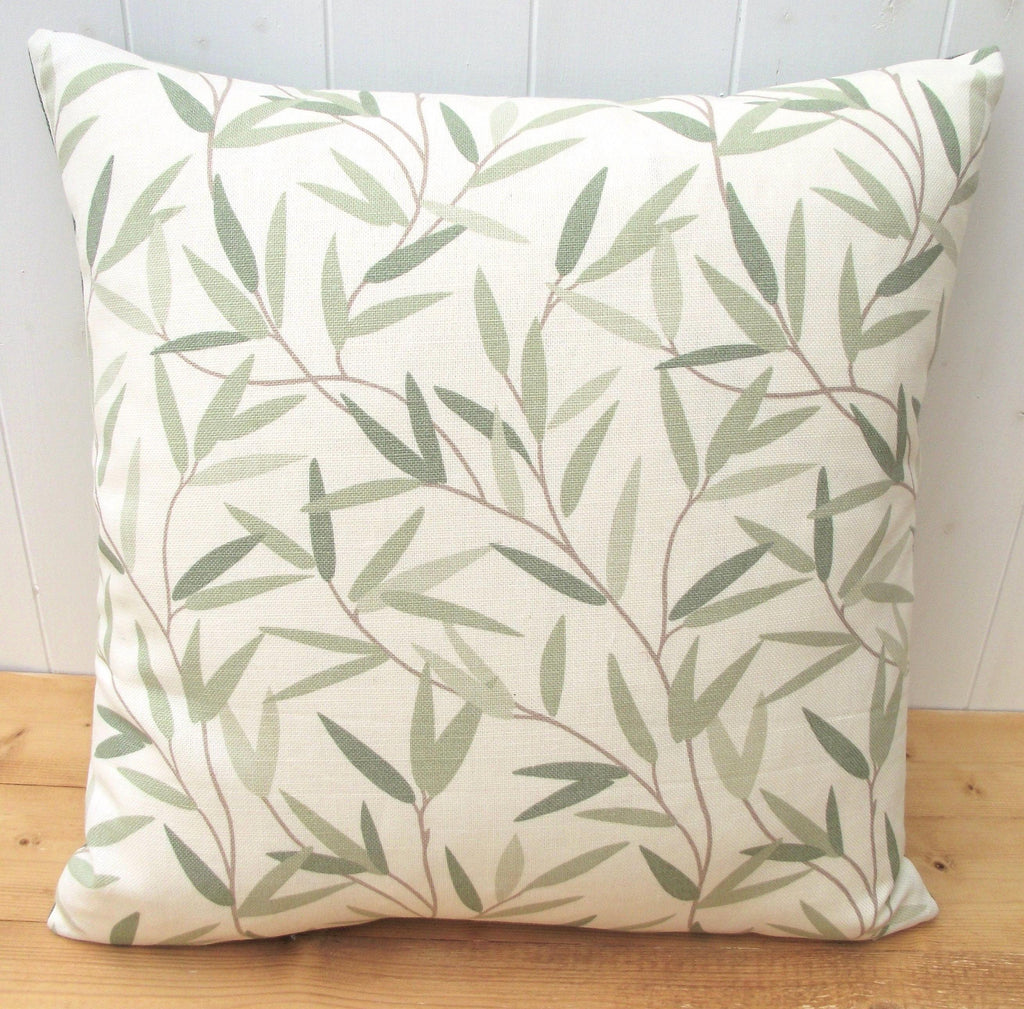 Laura Ashley Willow Leaf Cushion: Handmade in Green Hedgerow with Zip Closure