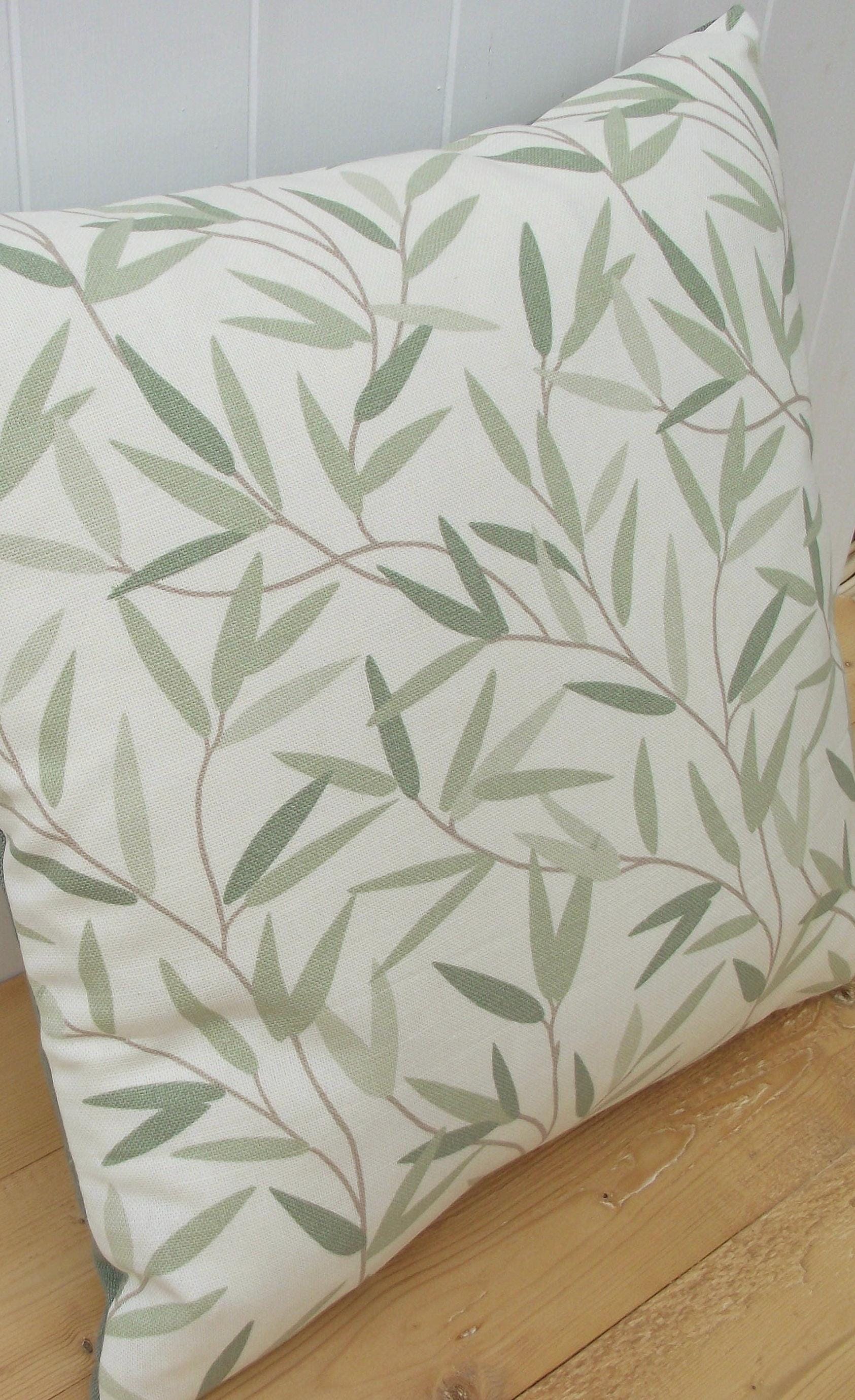 Laura Ashley Willow Leaf Cushion: Handmade in Green Hedgerow with Zip Closure