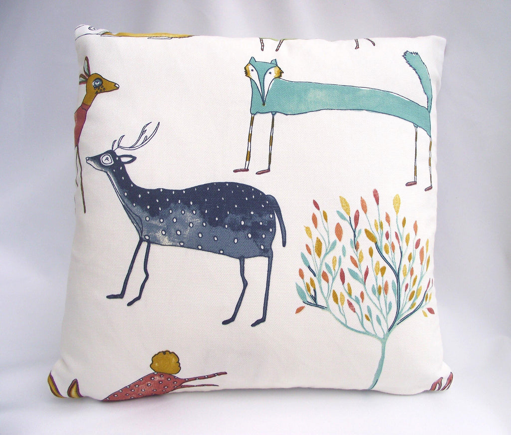Woodland Animal Cushion : Oh My Deer : Handmade Small Cushion with Polyester Pad