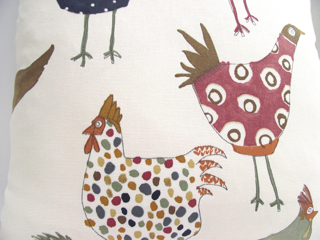 Harriet Hen Cushion: Small Handmade Hens and Cockerels Cushion including pad