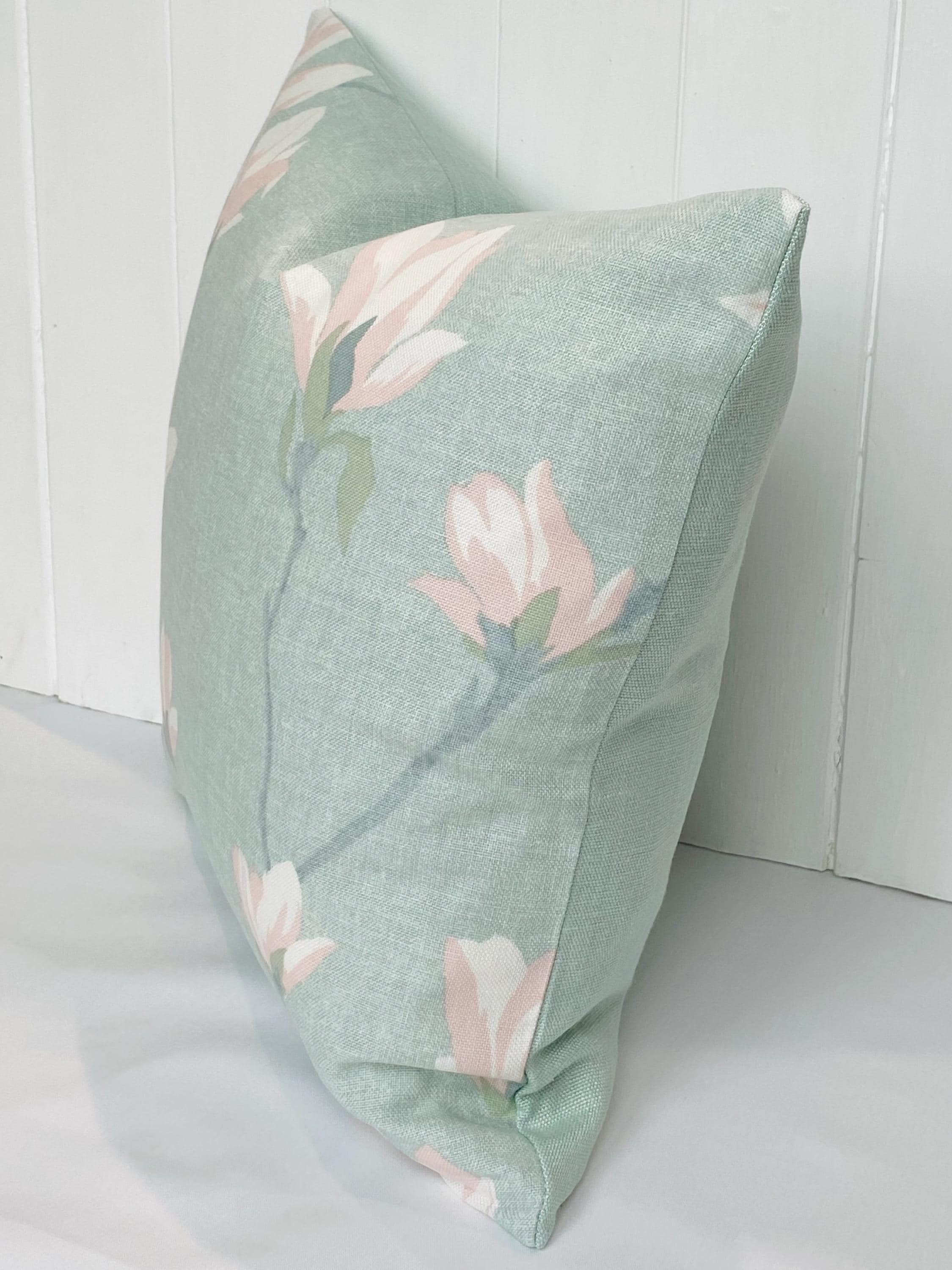 Laura Ashley Magnolia Duck Egg Cushion: Handmade with a Zip Fastening