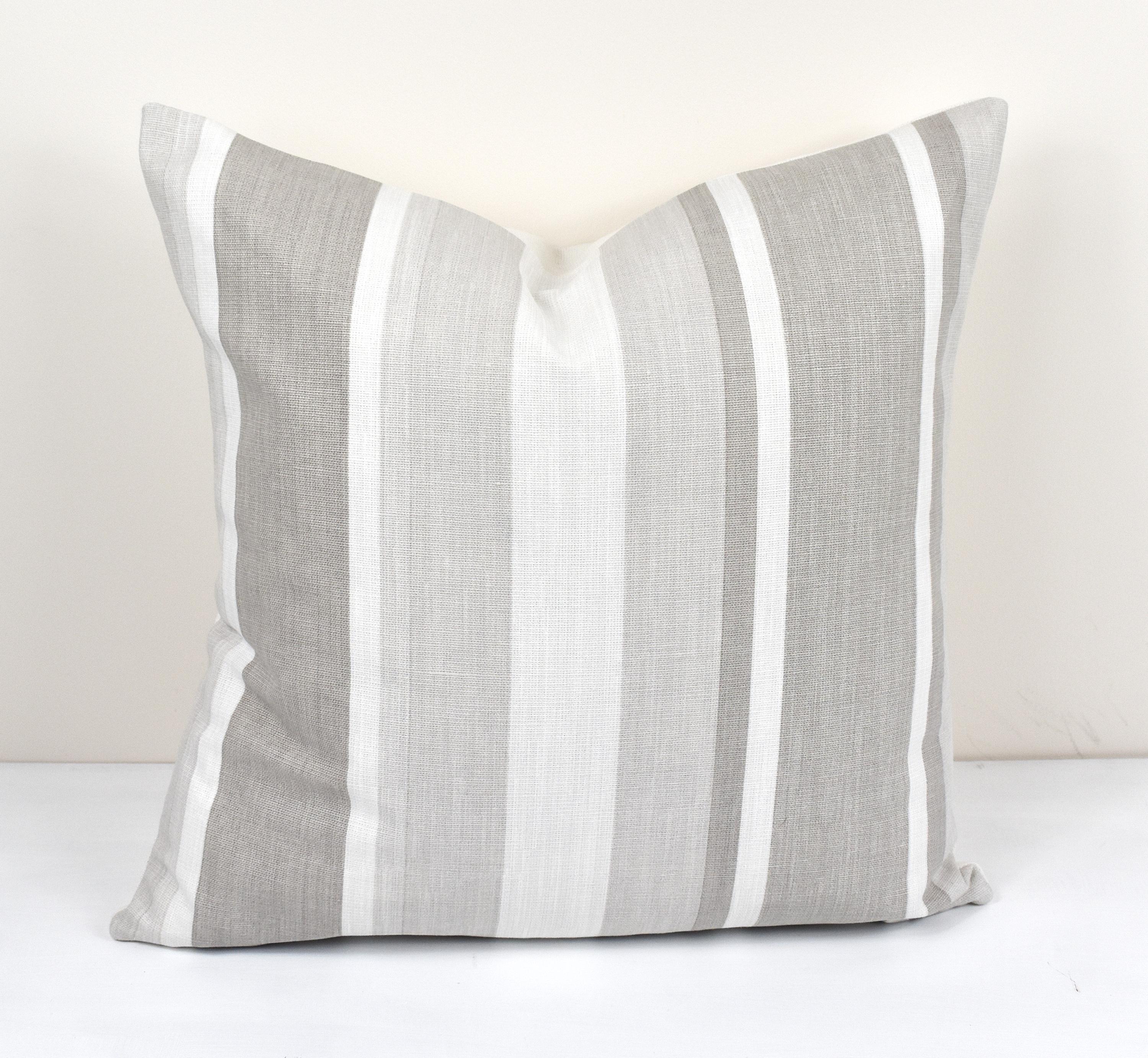 Handmade Laura Ashley Awning Stripe Cushion : Dove Grey with Zip Closure