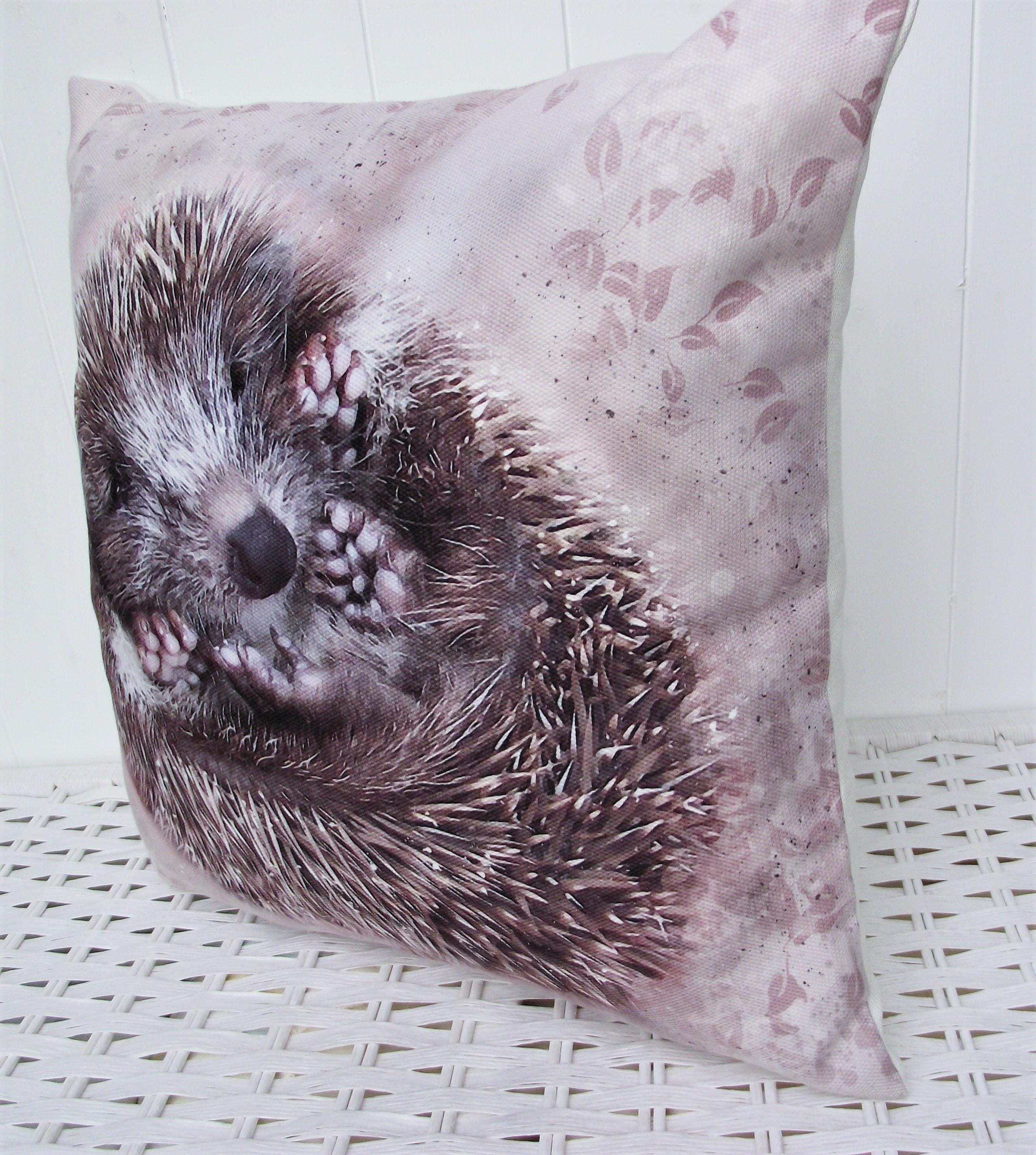 Hedgehog Cushion, Handmade Hedgehog Art Print Cushion, Choice of Cover Only or Cover + Pad