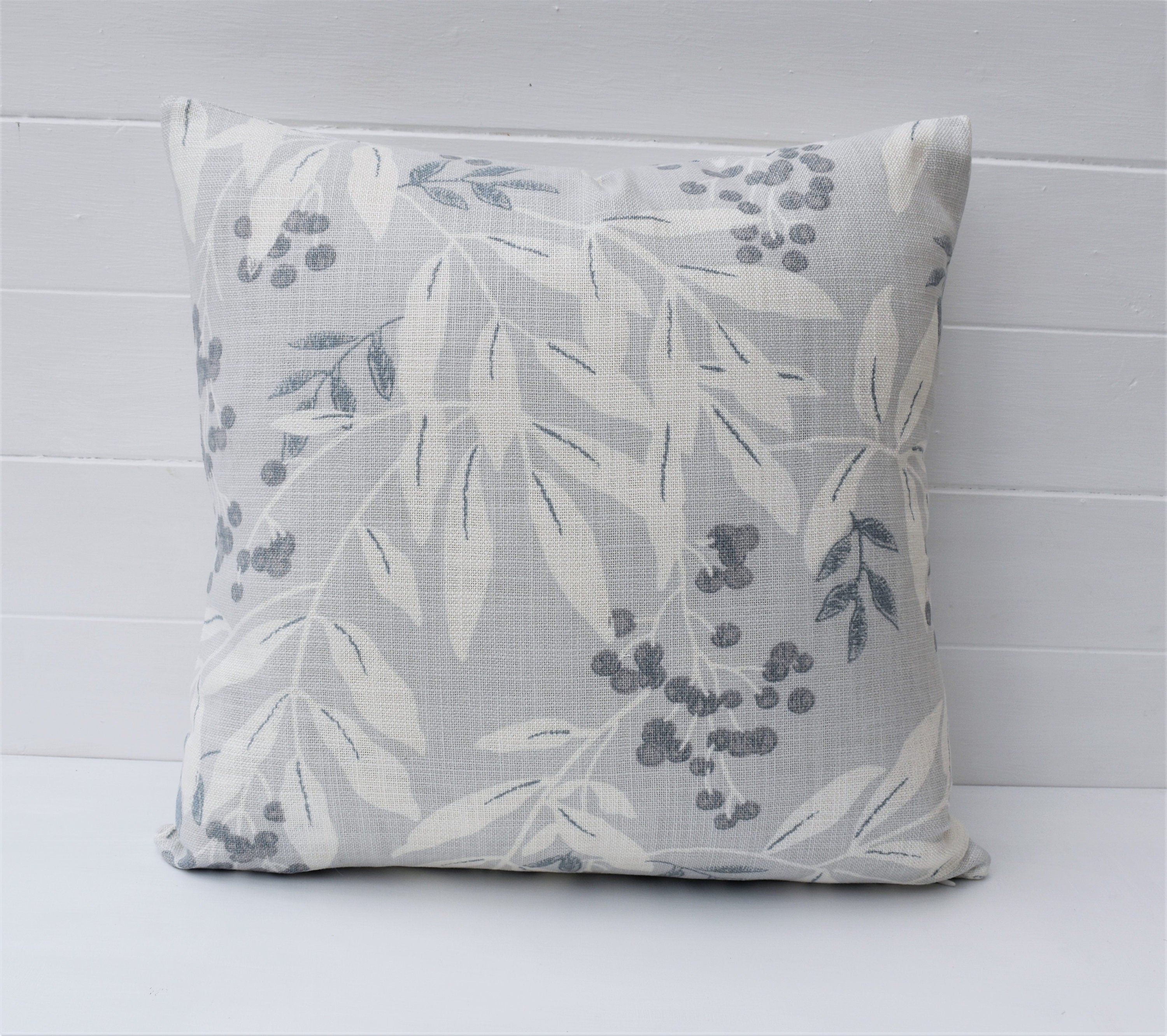 Laura Ashley Silver Cushion : Handmade in Greendale Fabric