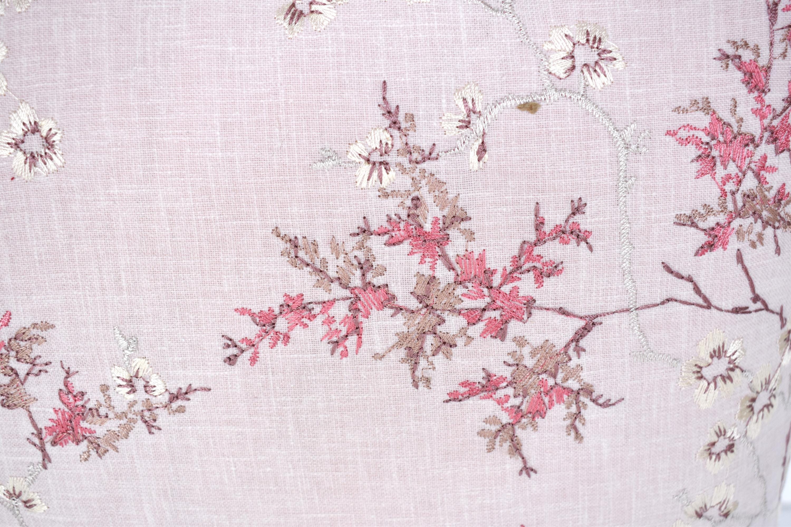 Laura Ashley Oriental Blossom Blush Pink Embroidered Cushion, Hand made with a zip fastening 16"