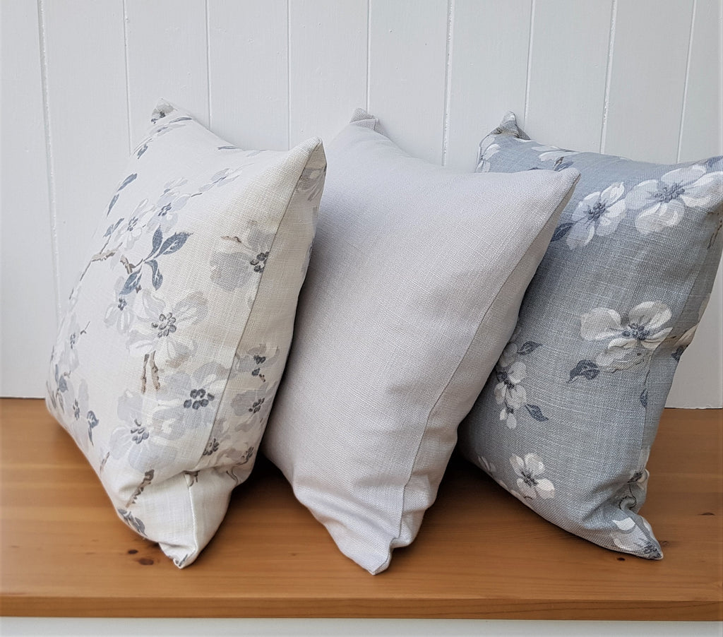 Handmade Laura Ashley Cushion : Iona Slate Grey on both sides with Zip Closure