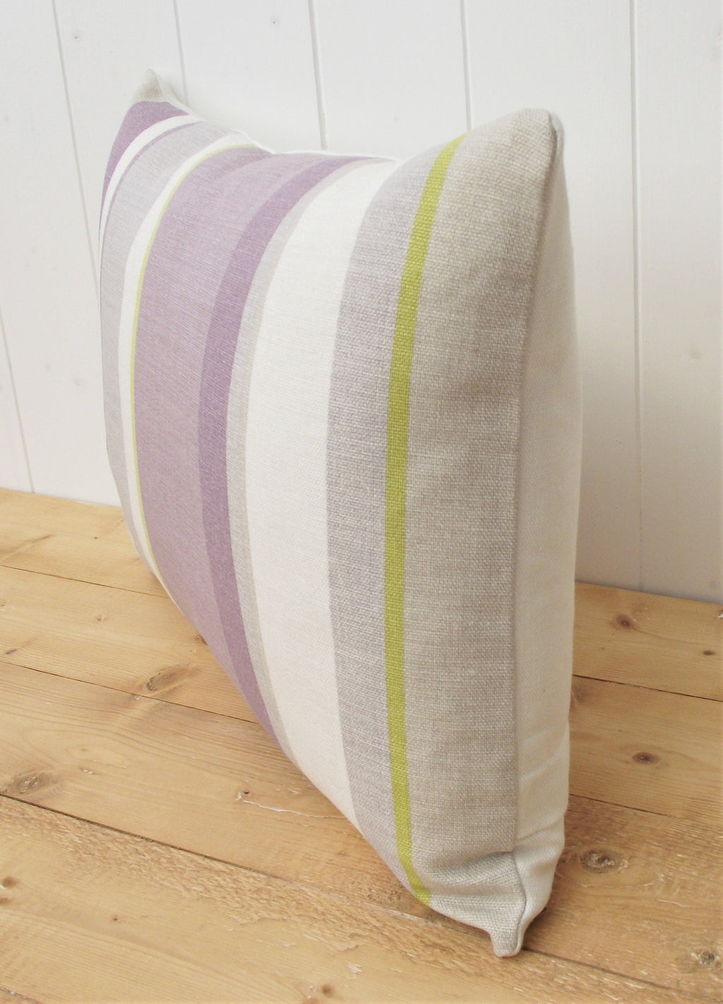 Laura Ashley Purple Stripe Cushion: Handmade in Eaton Stripe, 18" by 12"