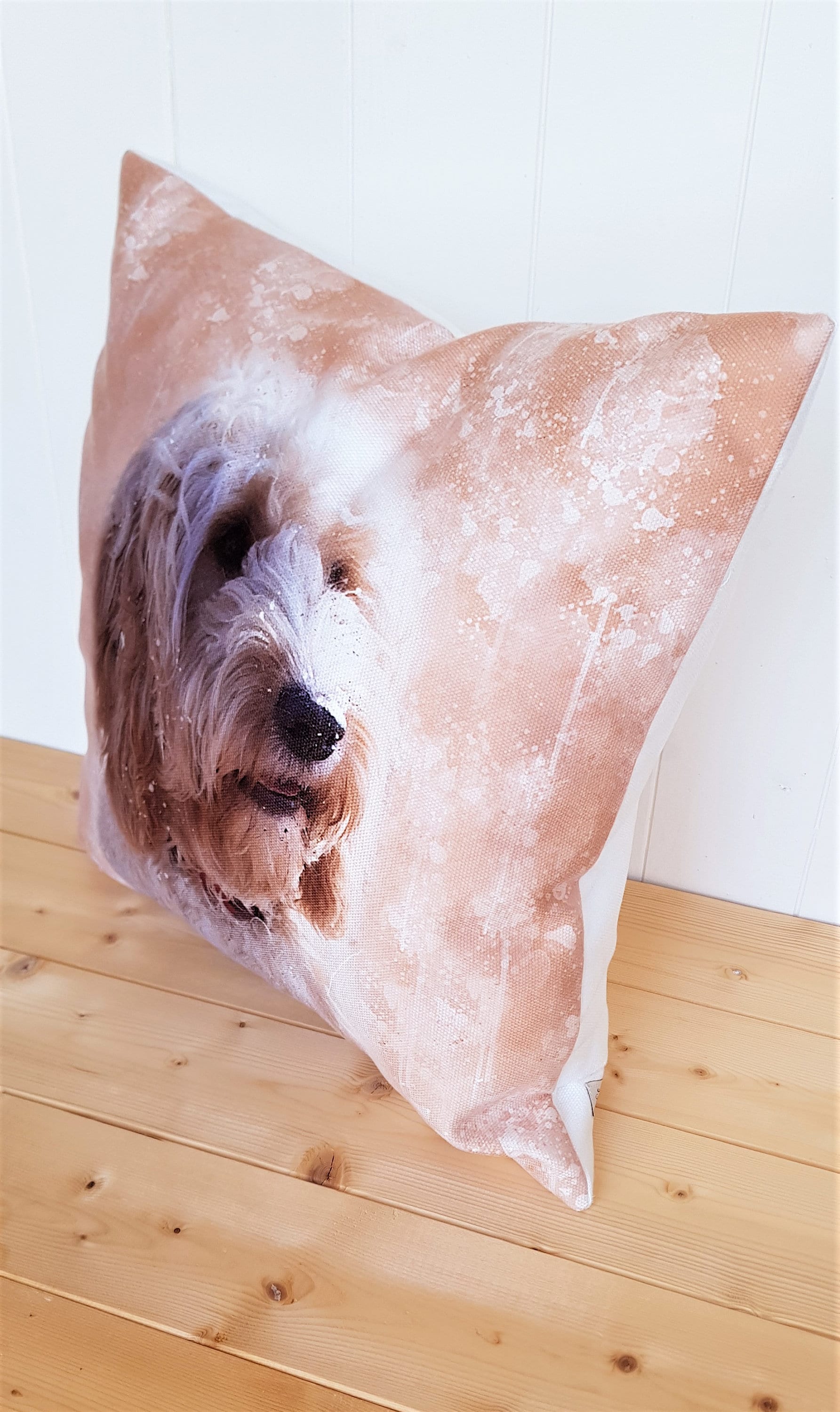 Cockapoo Dog Cushion : Watercolor Splatter Art Pillow, Choice of Cover Only or Cover + Pad