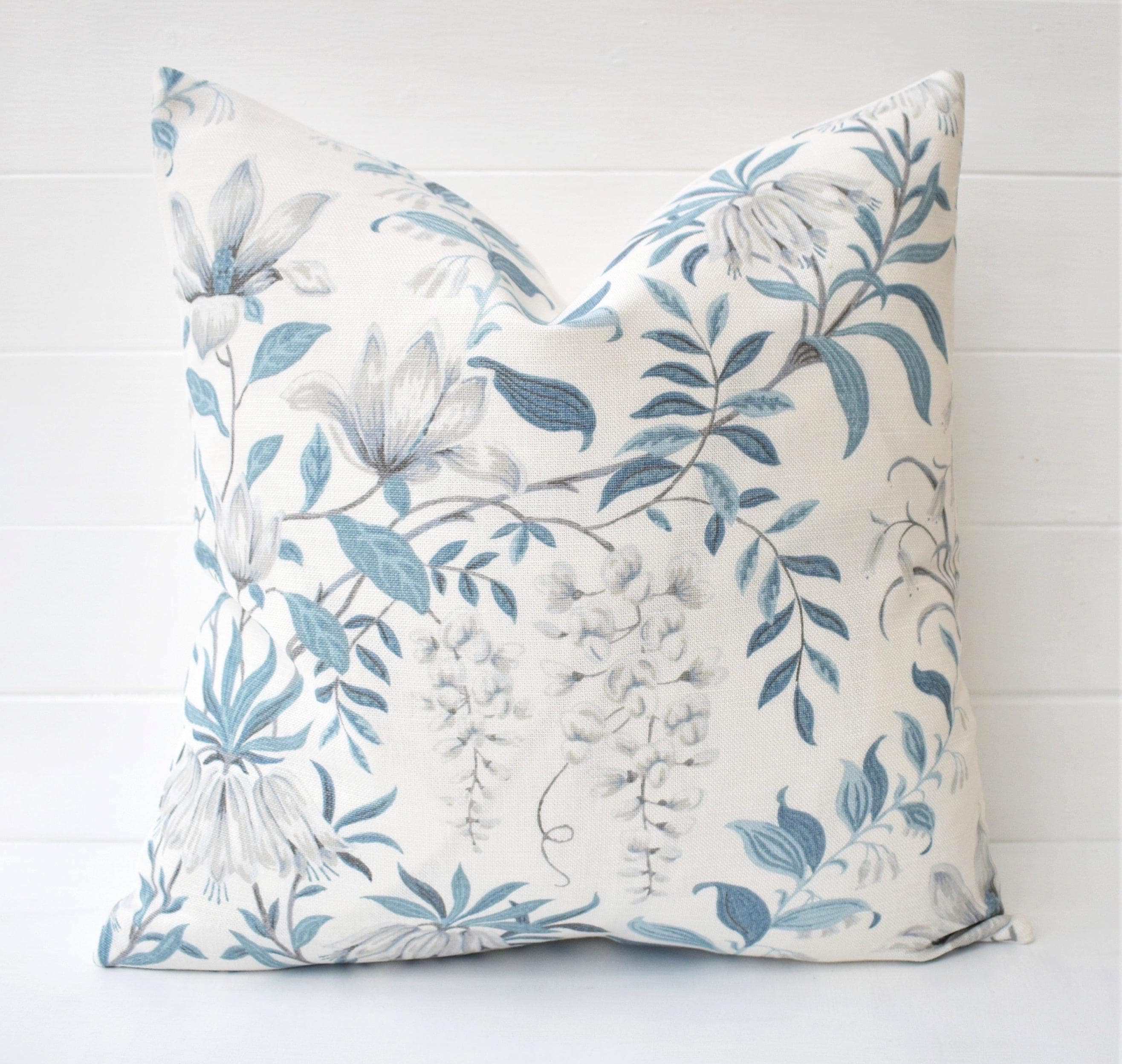 Laura Ashley Parterre Seaspray Cushion : Floral Blue Pillow 16"