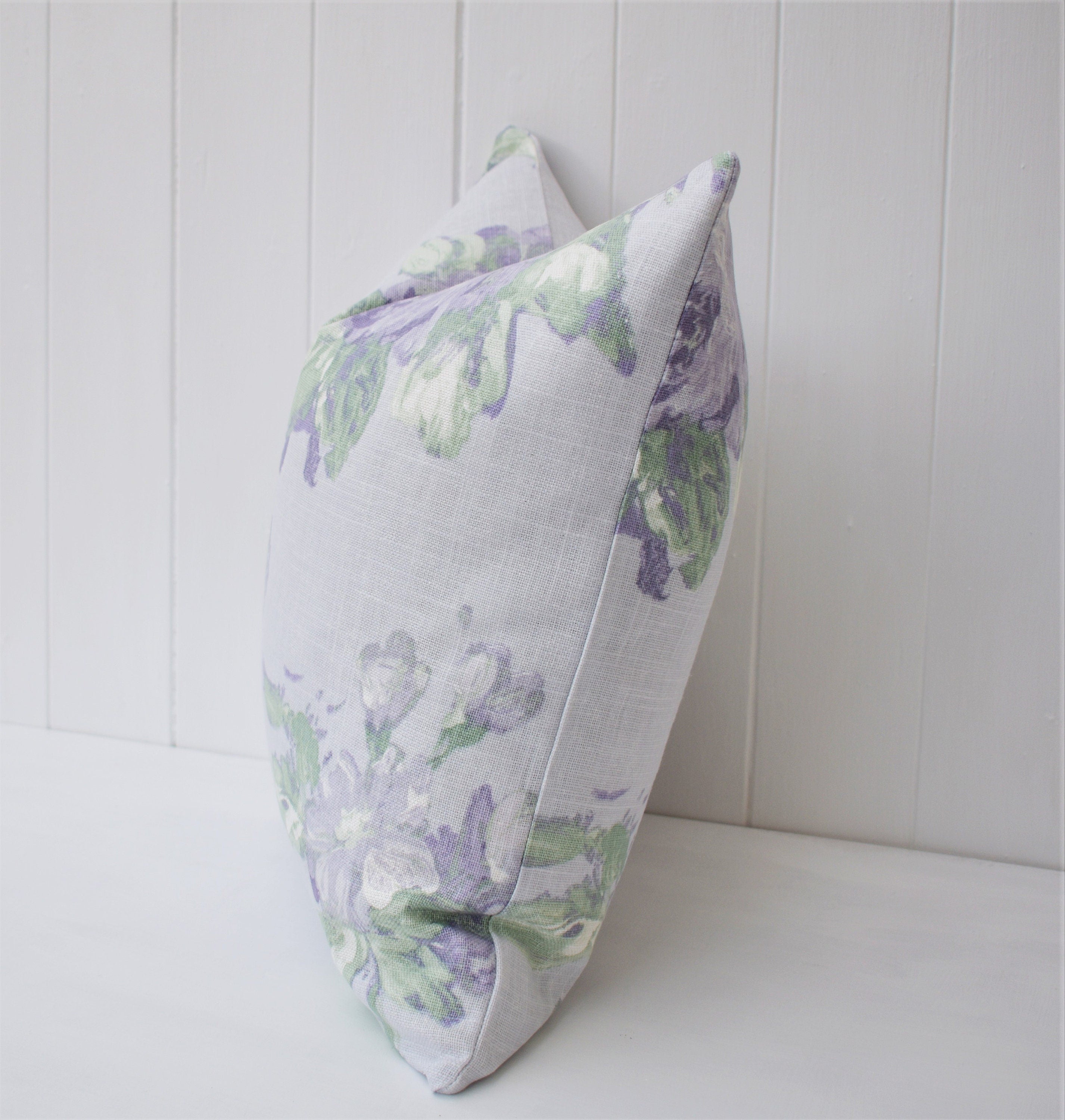 Handmade Laura Ashley Purple Floral Cushion : Purple Violetta on both sides 16"