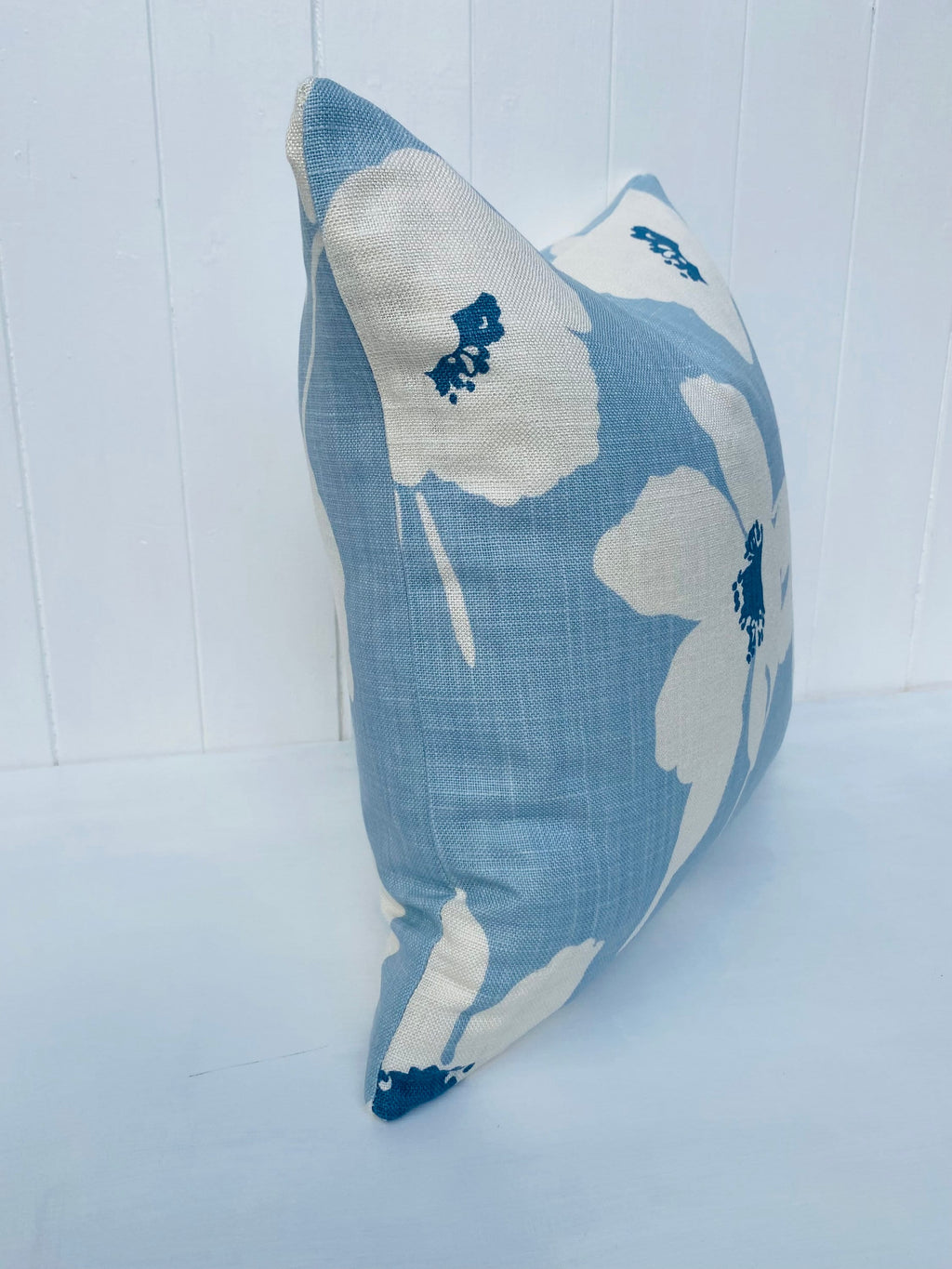 Laura Ashley Simone Seaspray Cushion, Blue Floral Fabric both sides, Handmade with a Zip Fastening, 16"