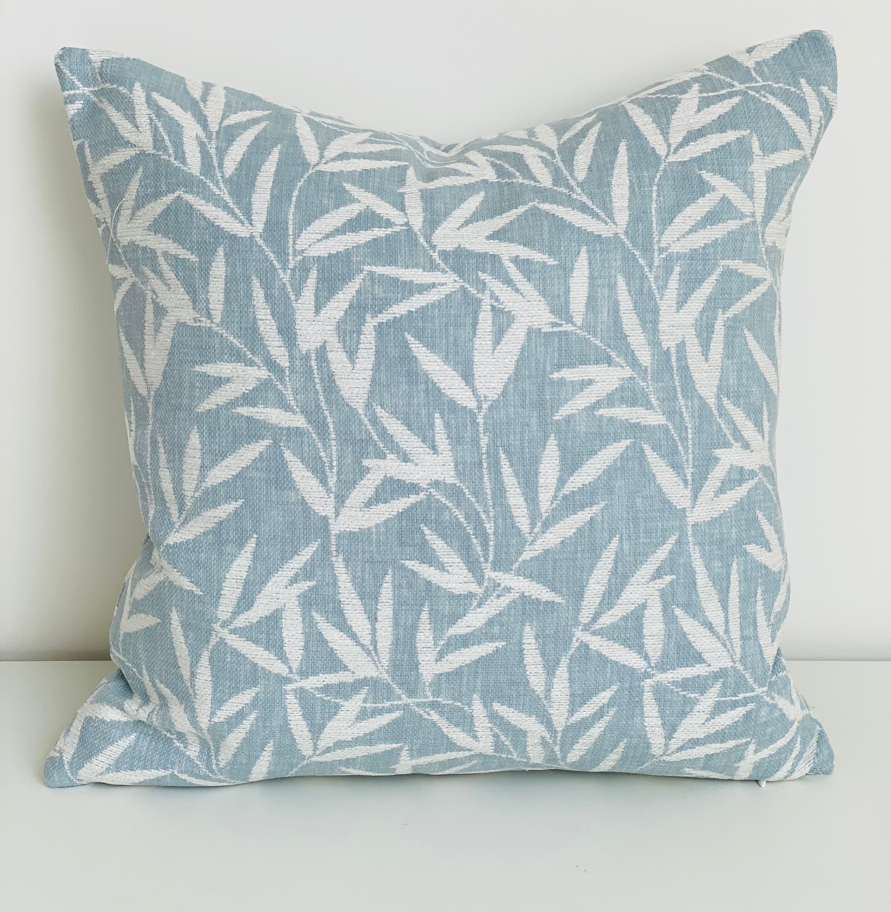 Laura Ashley Willow Leaf Seaspray Cushion, Handmade in soft Chenille Fabric