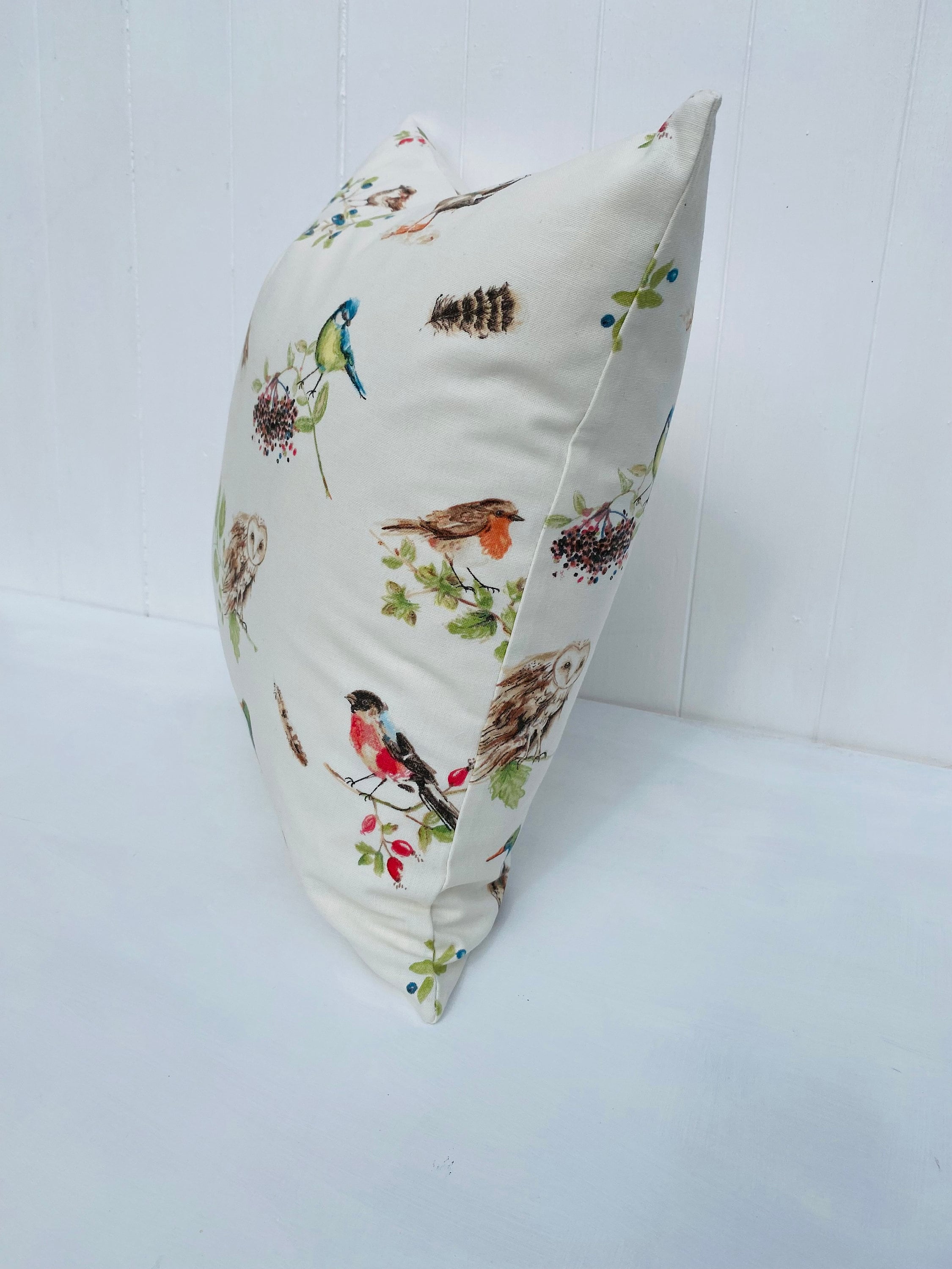 Laura Ashley British Birds Hedgerow Cushion, Birds on both sides, Handmade with a Zip Fastening