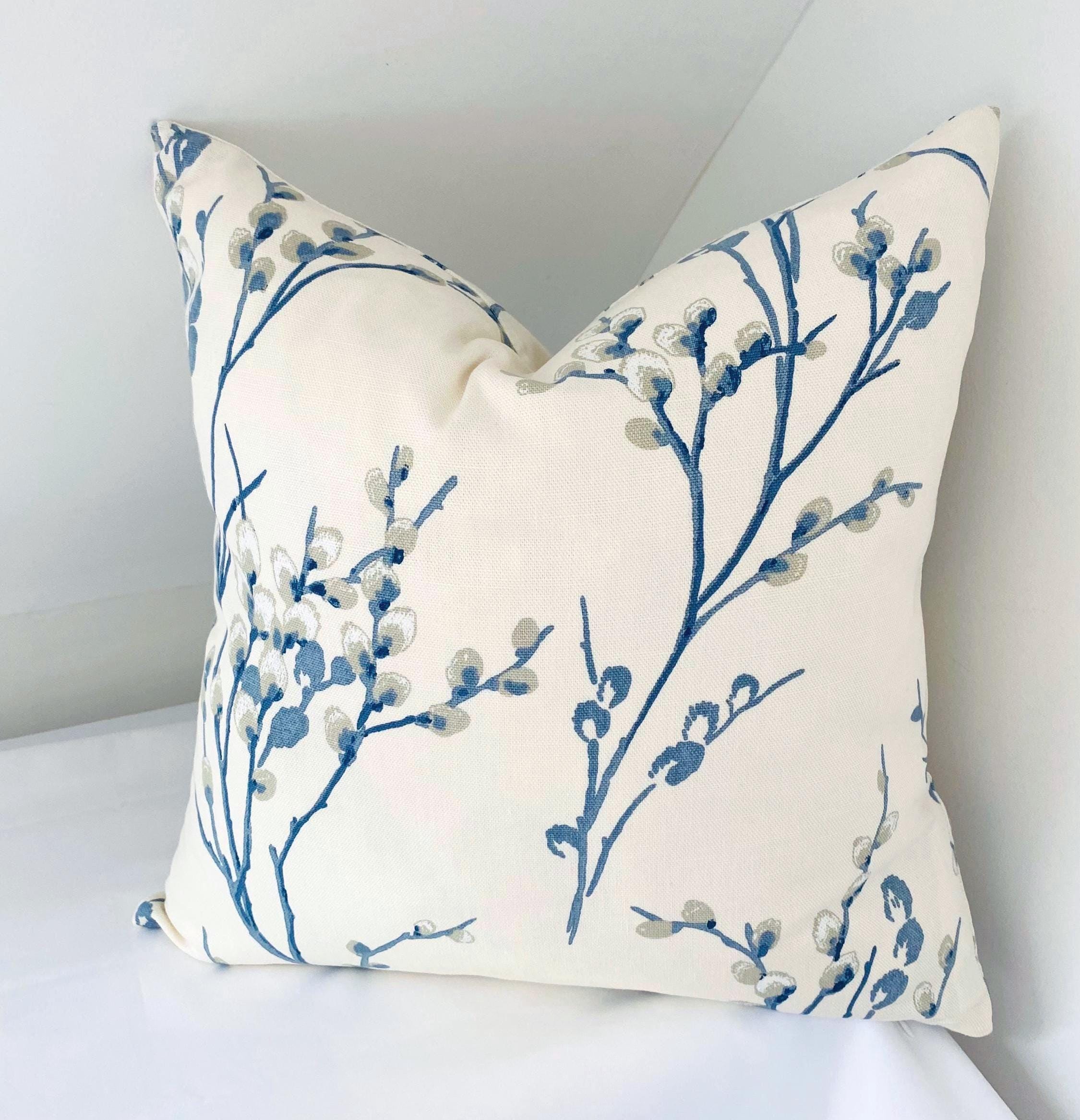 Laura Ashley Pussy Willow Blue Seaspray Cushion : Handmade with a Zip Fastening