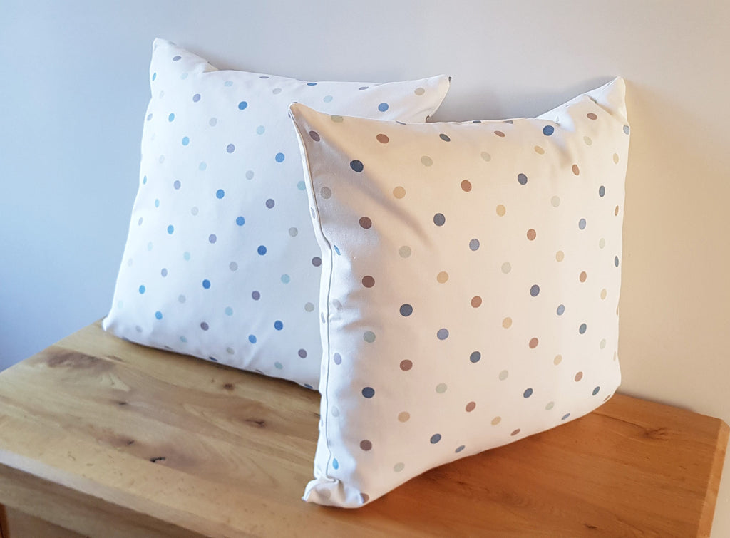Handmade Polka Dot Cushion : Duck Egg Blue Decorative Pillow