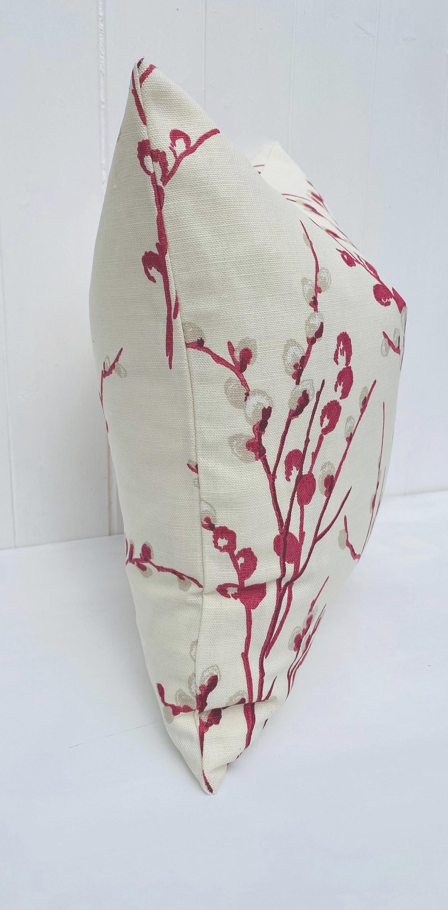 Laura Ashley Pussy Willow Red Cranberry Cushion, Handmade with a Zip Fastening