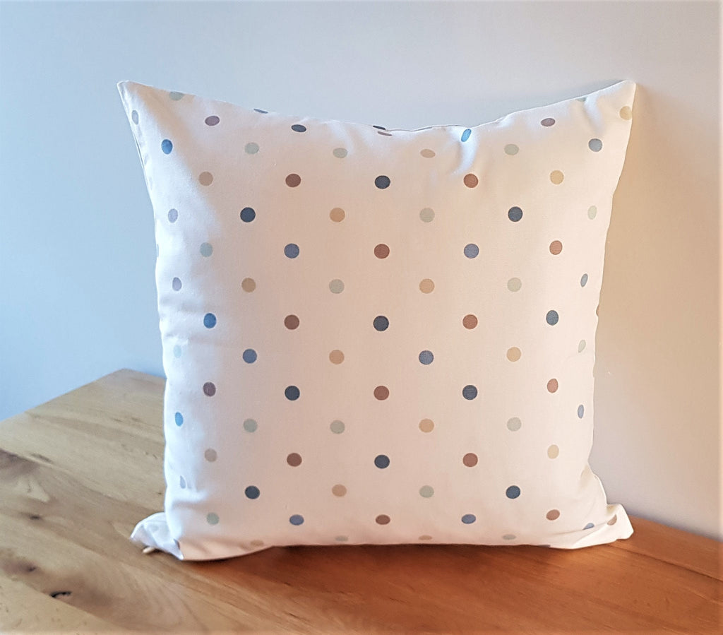 Handmade Polka Dot Cushion : Duck Egg Blue Decorative Pillow