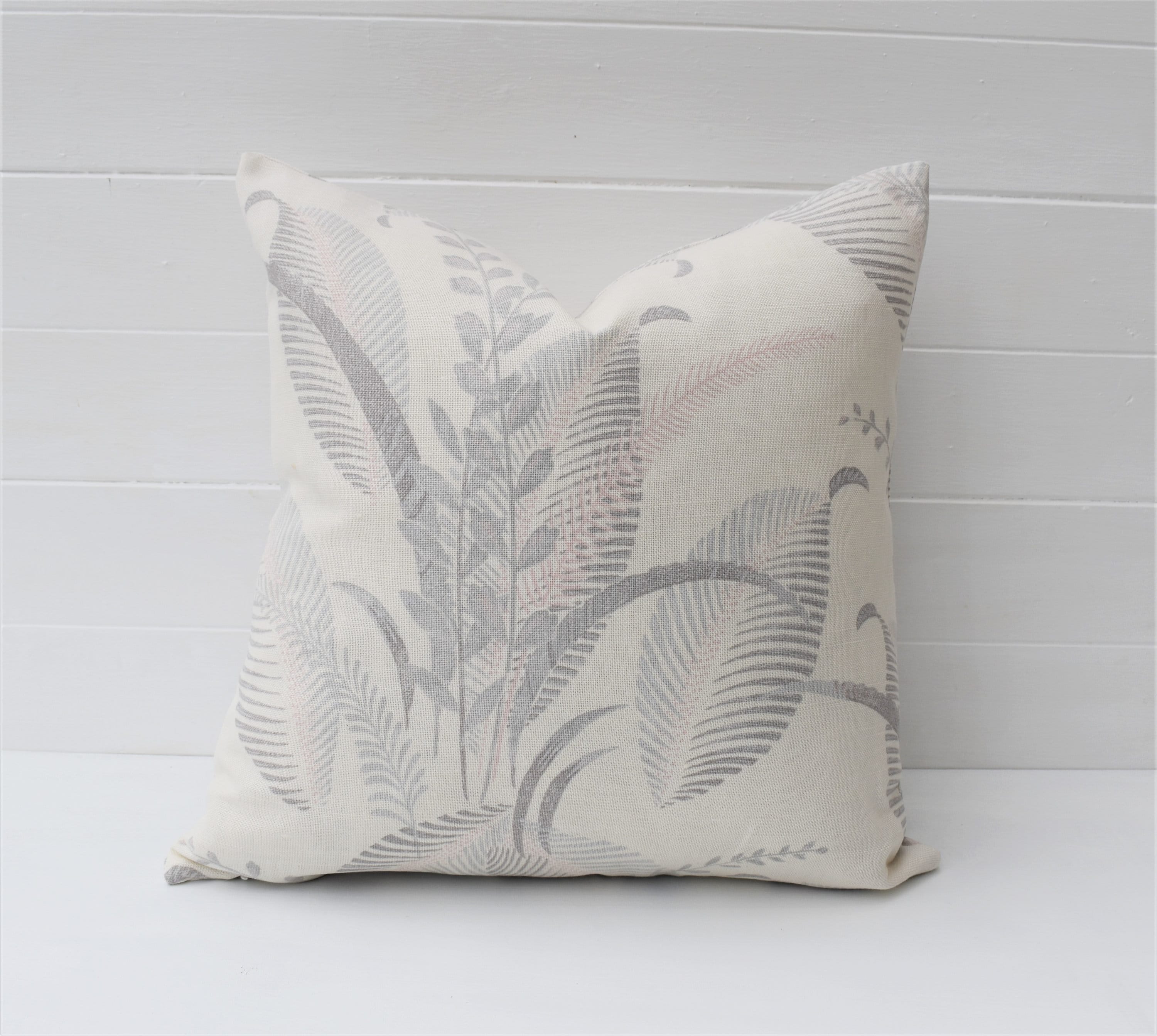 Laura Ashley Floral Cushion : Handmade in Palms Silver with Zip Closure
