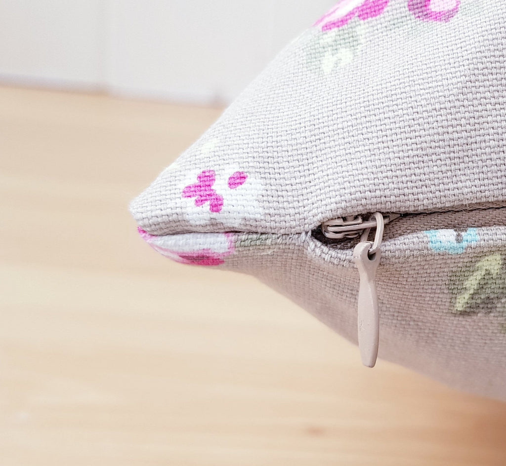 Pink Rosebud Floral Cushion : Handmade Country Pillow