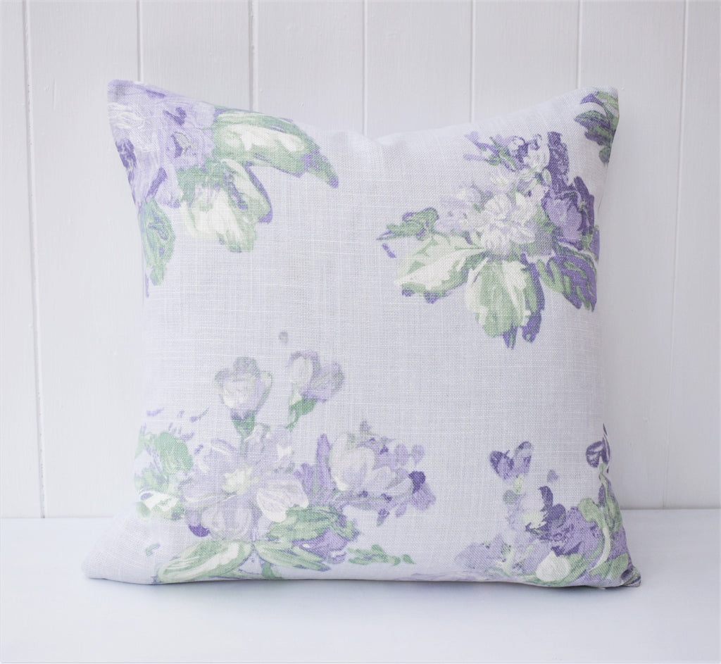 Laura Ashley Violetta Floral Cushion : Handmade Purple Pillow with Zip Closure
